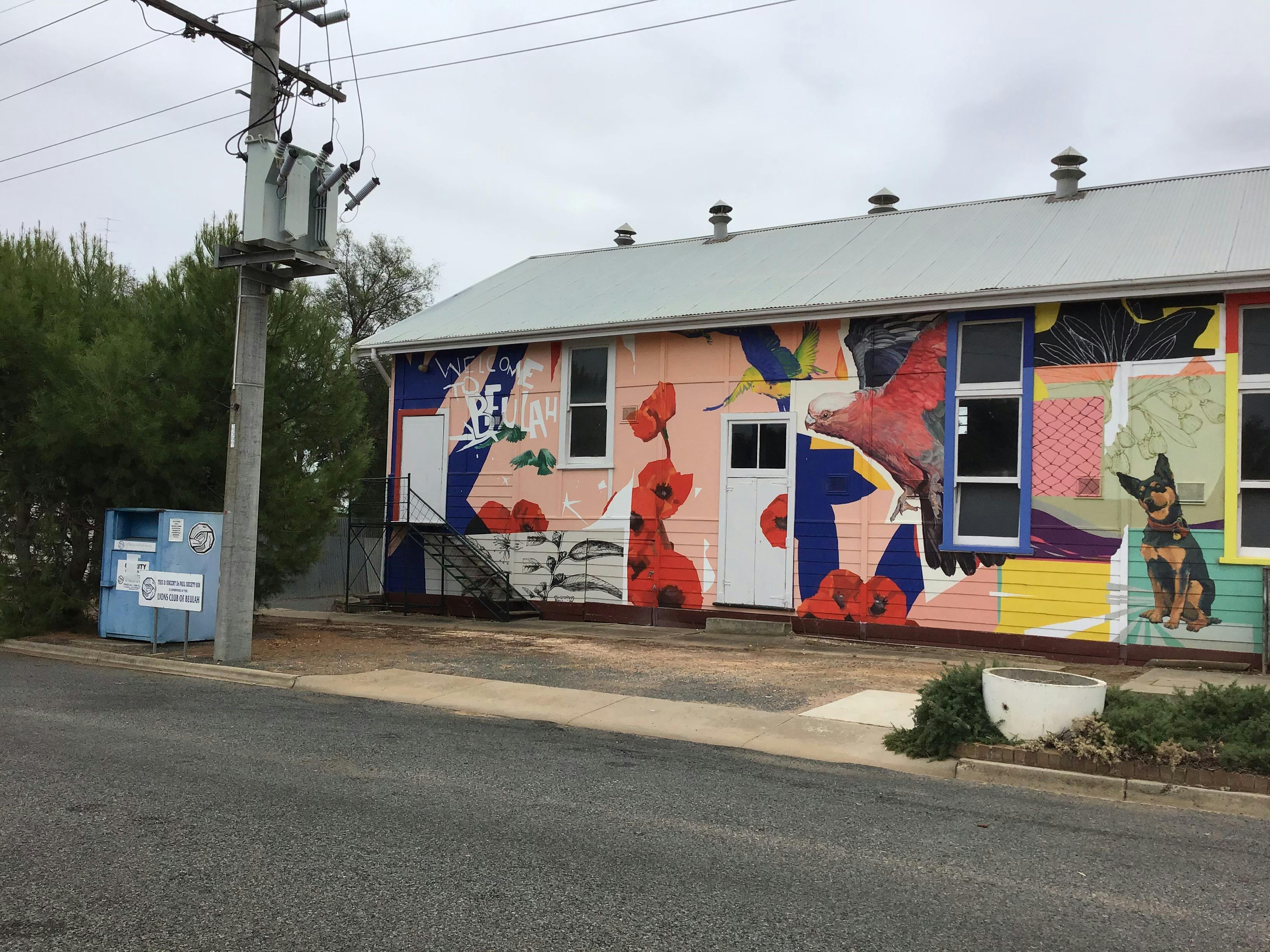 The south side of the hall painted by JAW and Kit Bennett in 2020