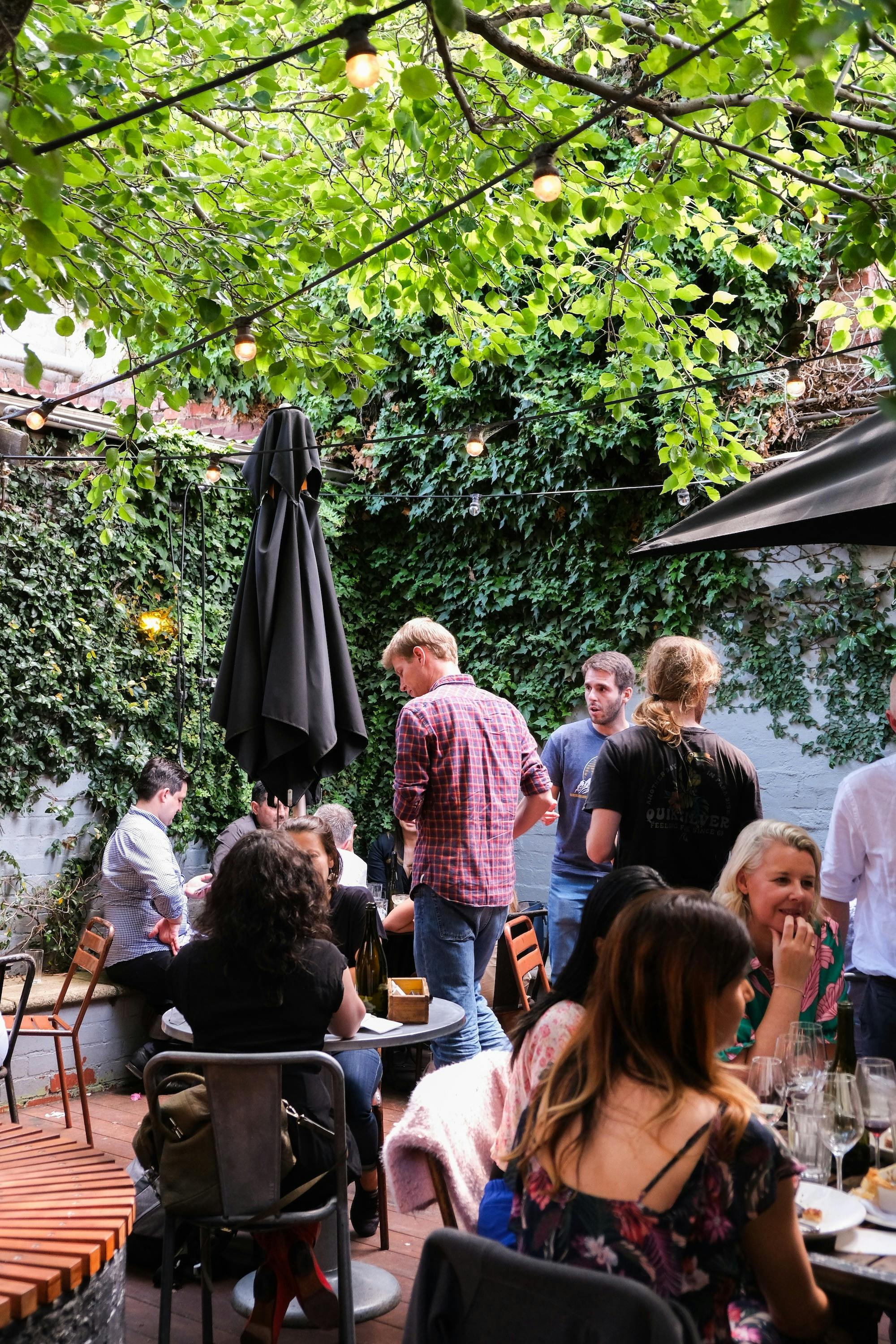 Guests enjoying the outside courtyard.