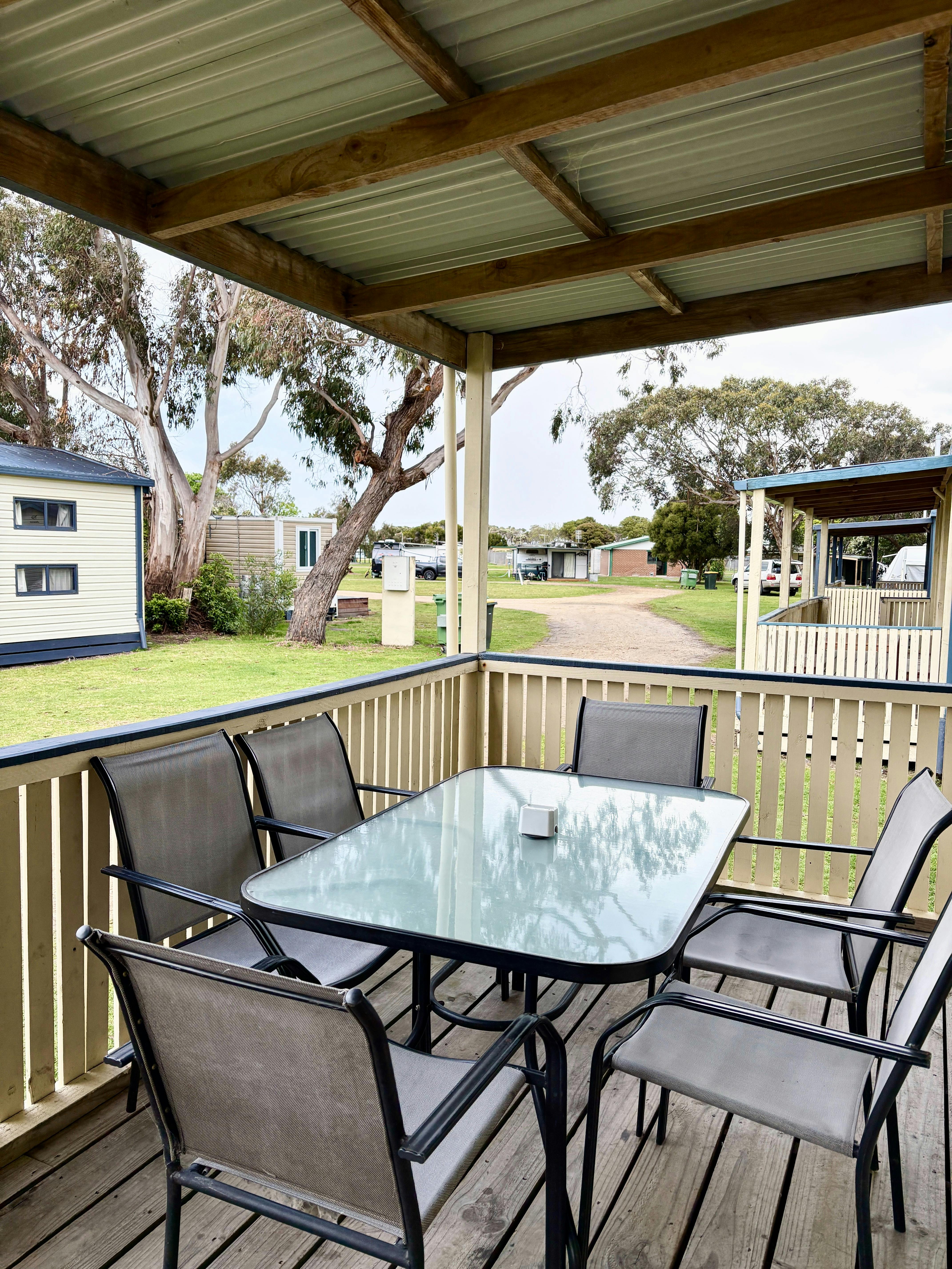 BIG4 Long Jetty Caravan Park Deluxe Cabin patio view