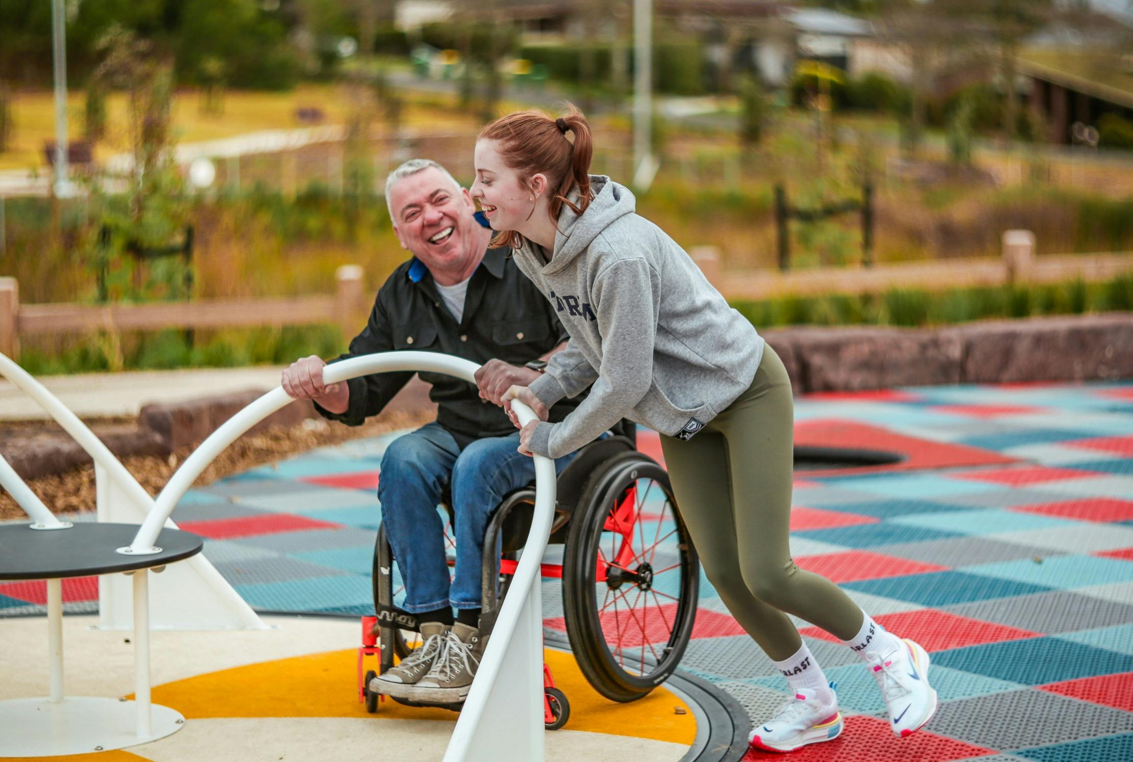 Playing on the park equipment