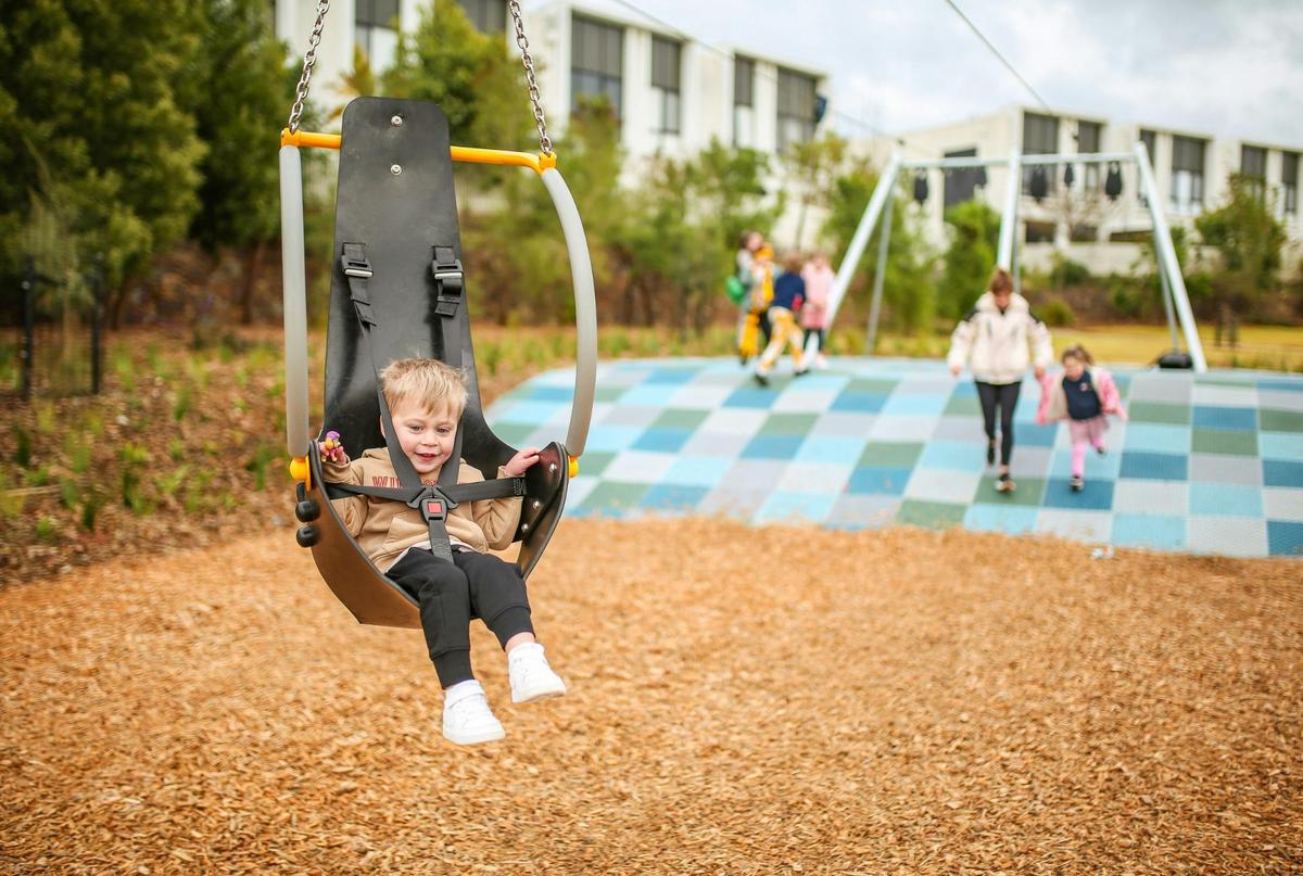 Playing on the park equipment