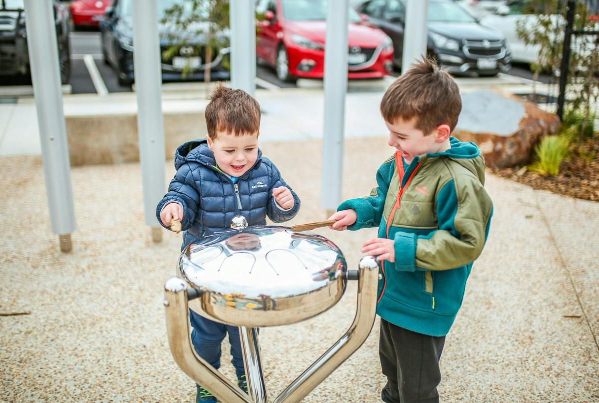 Playing on the park equipment