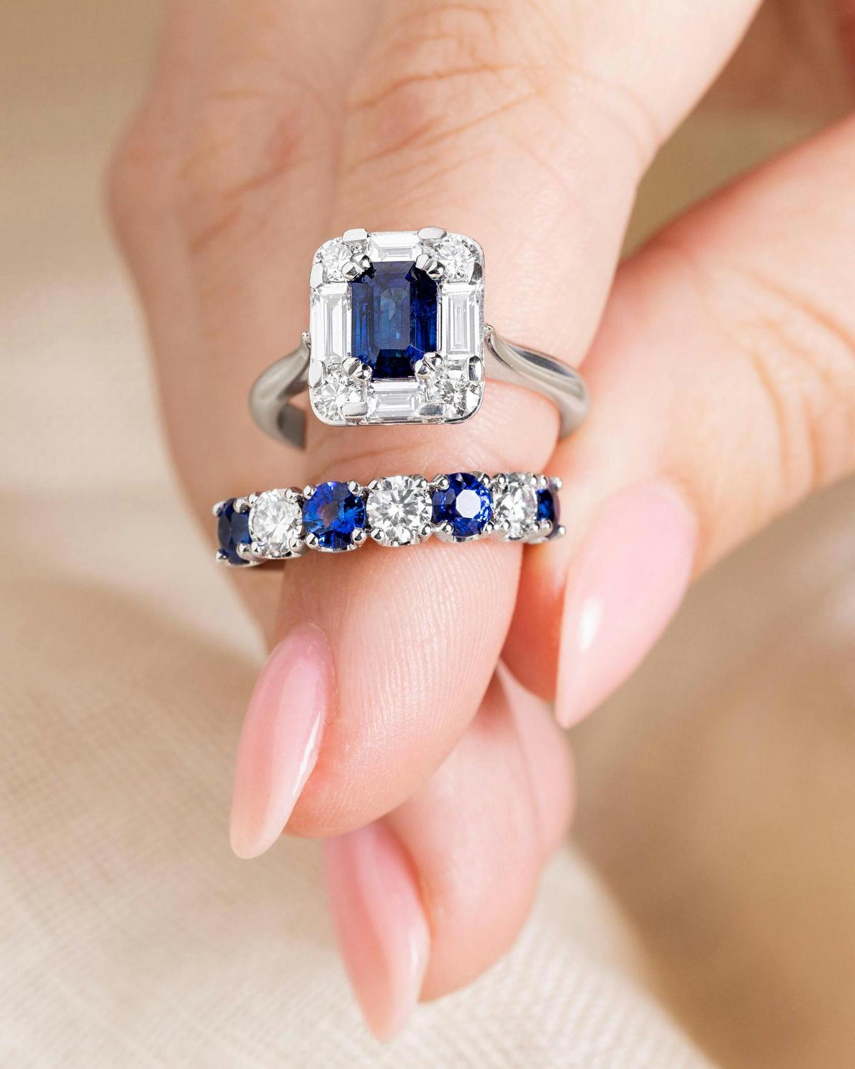 2 sapphire and diamond rings