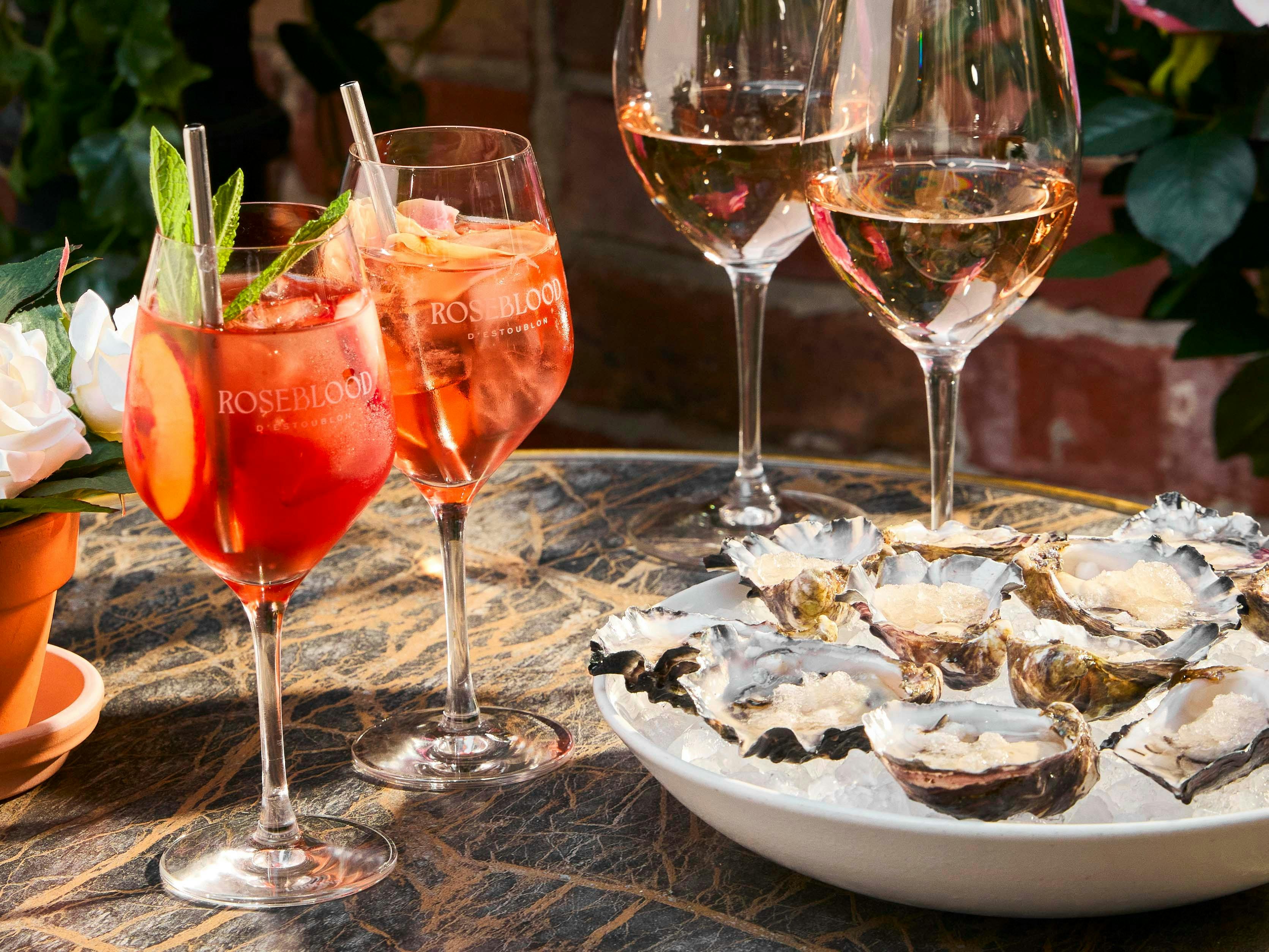 Happy Hour drinks and oysters