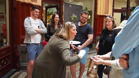 Tour Guide telling stories of the Block Arcade
