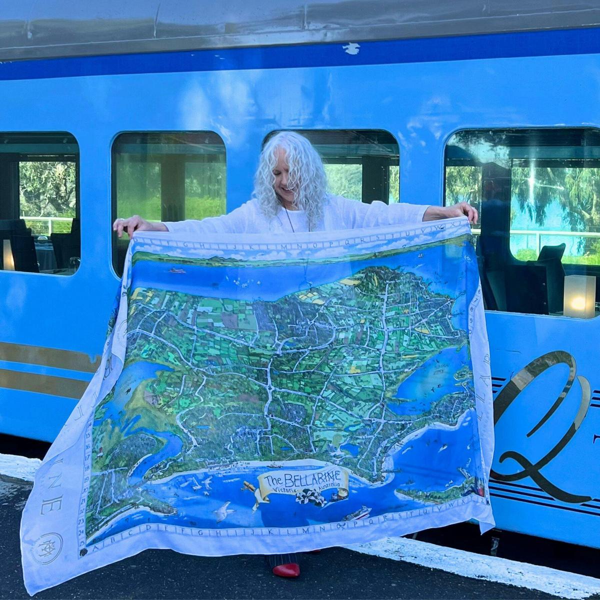 The Bellarine Map Silk Scarf