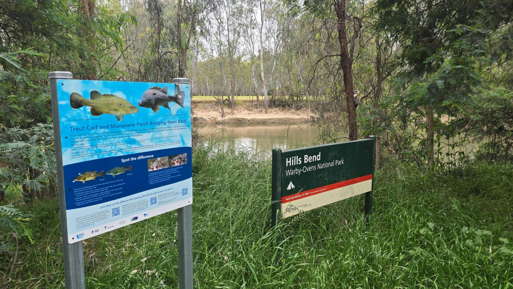 Hills Bend signage in the Warby Ovens National Park