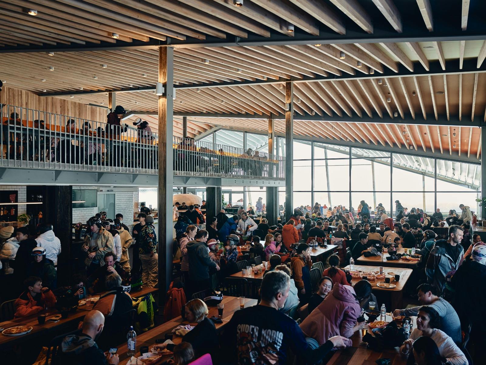 Interior of Cloud 9 building full of people enjoying lunch