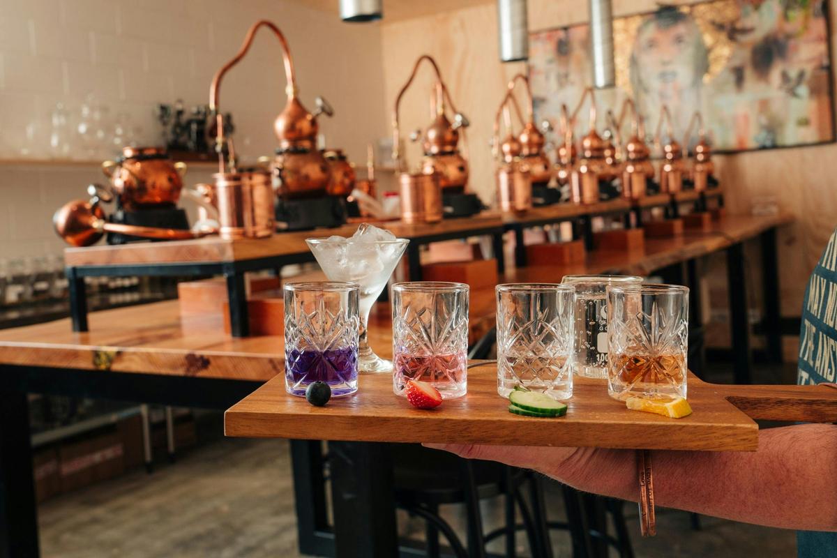 Masterclass room with gin flight presented