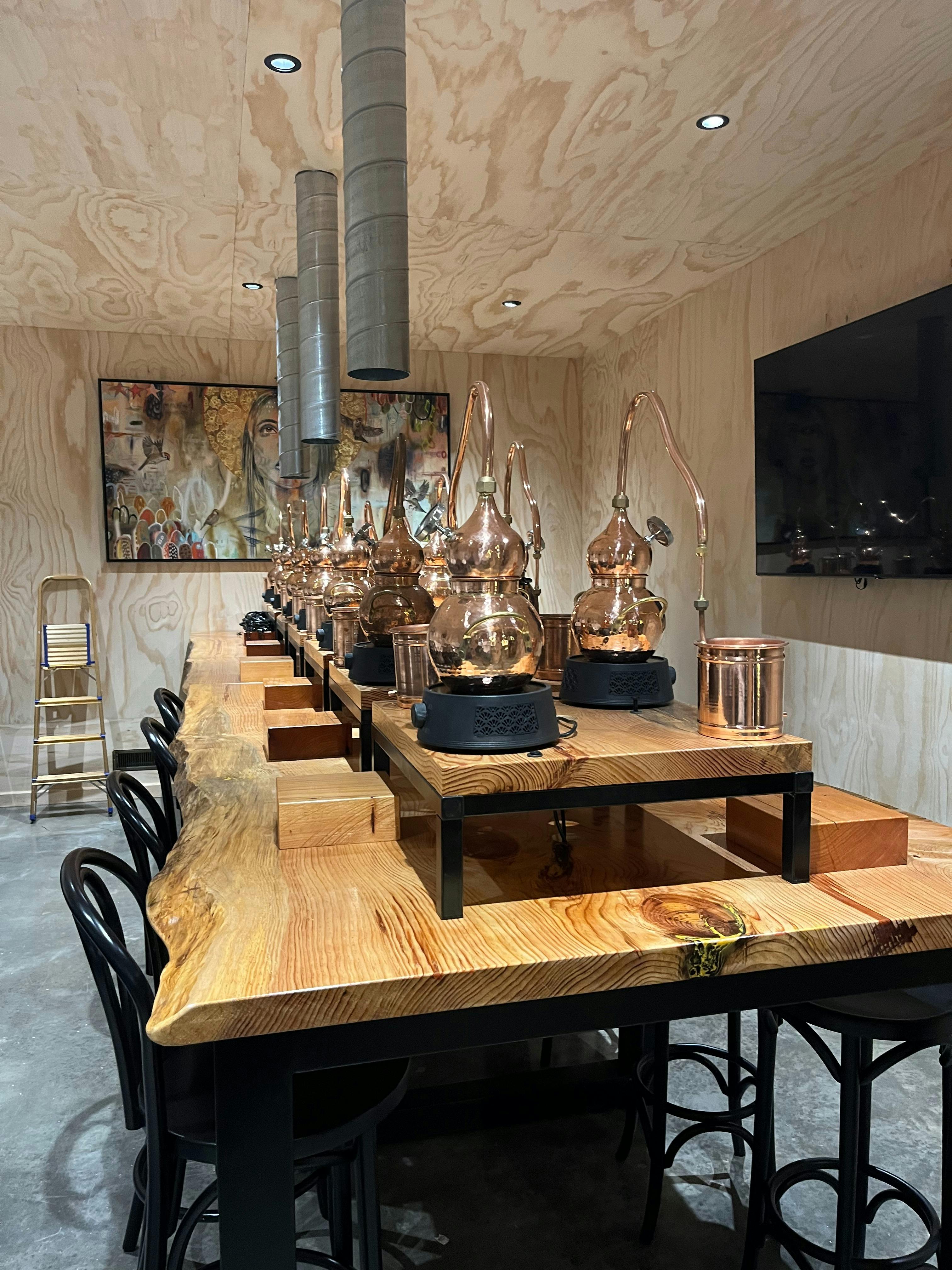 Gin Masterclass room, with Gin stations