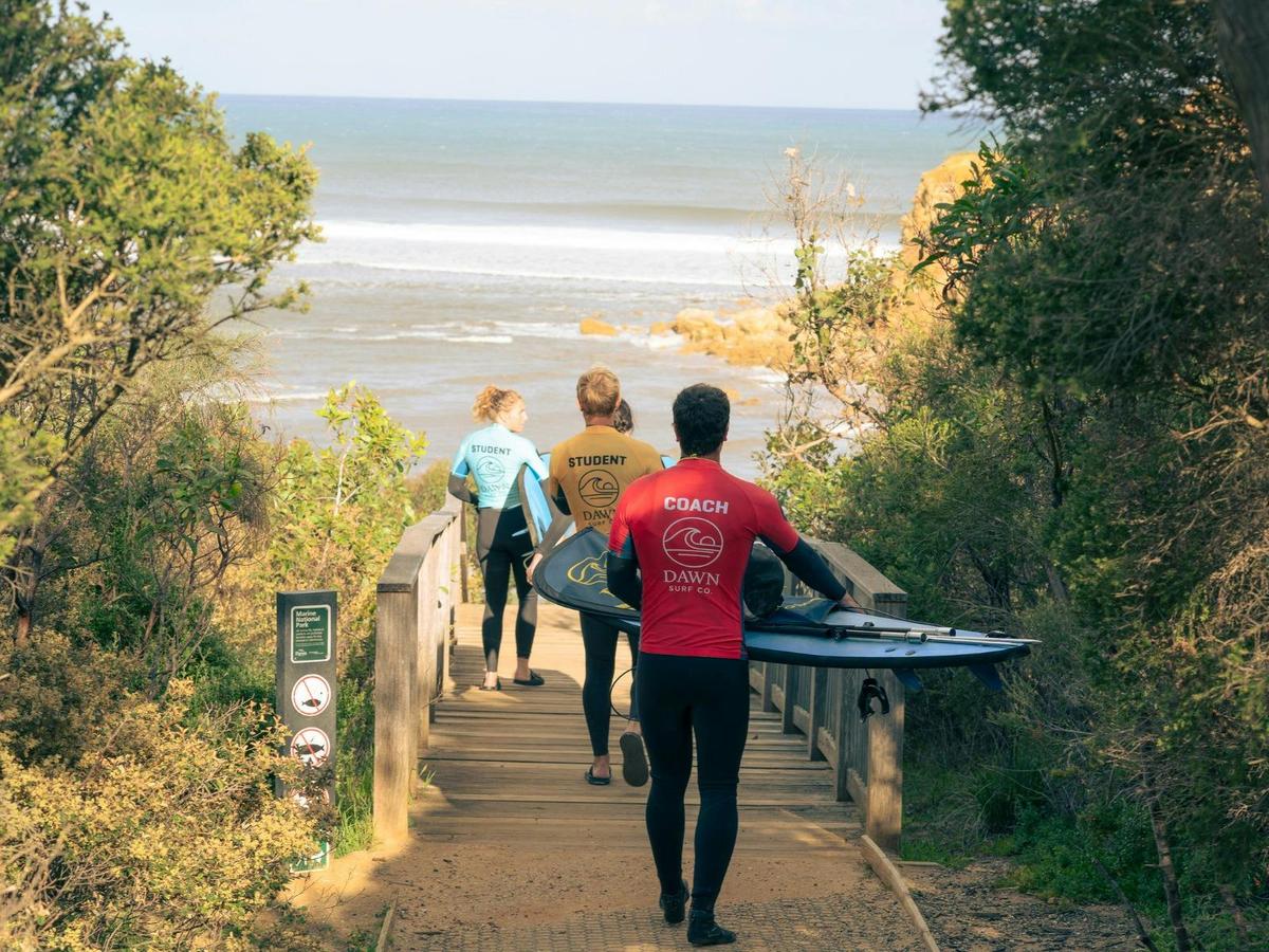 The Class getting excited as we walk down to the beach