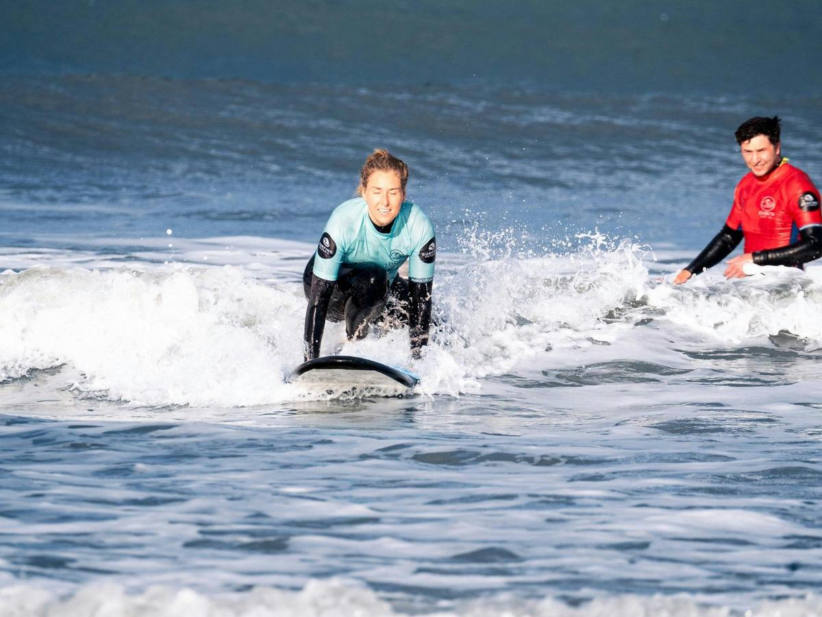 Guided surf lessons for adults at quiet Surf Coast beaches.