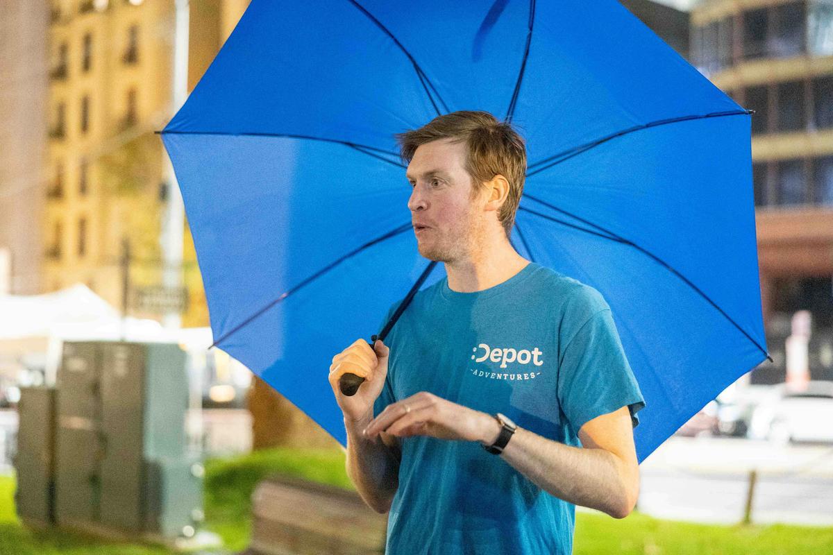 Depot tour guide leads the night bites tour of Melbourne