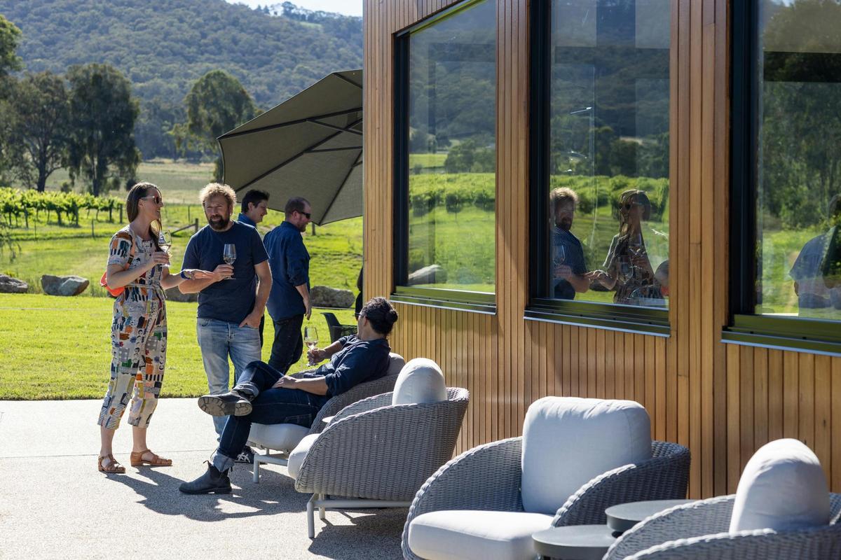 Sitting at the outdoor lounges