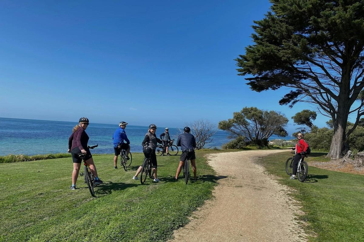 Cyclist along the Bellarine Coastal Trail, Portarlington