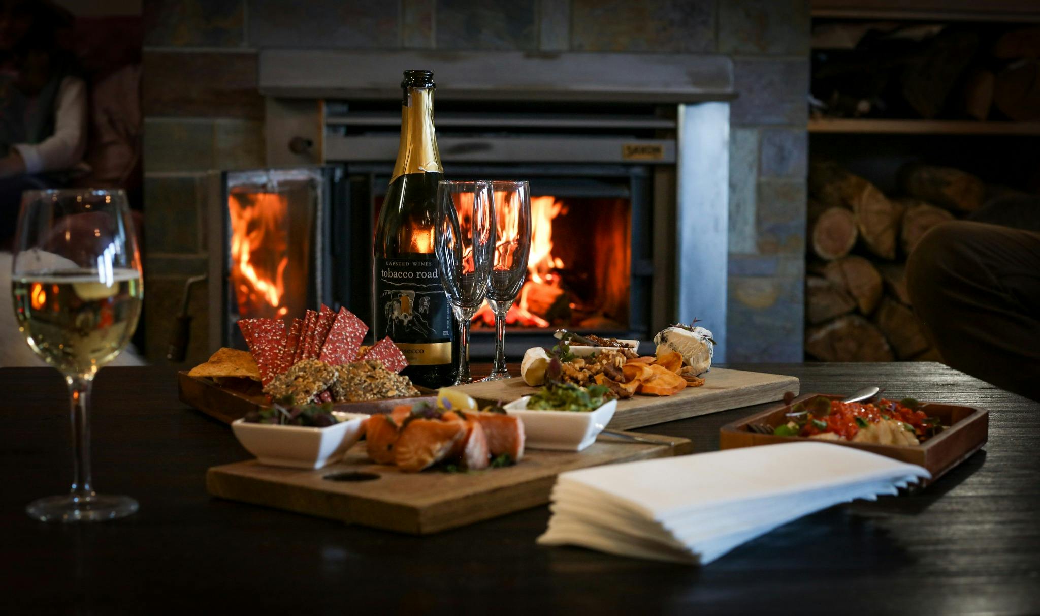 Tasting platter by the fire