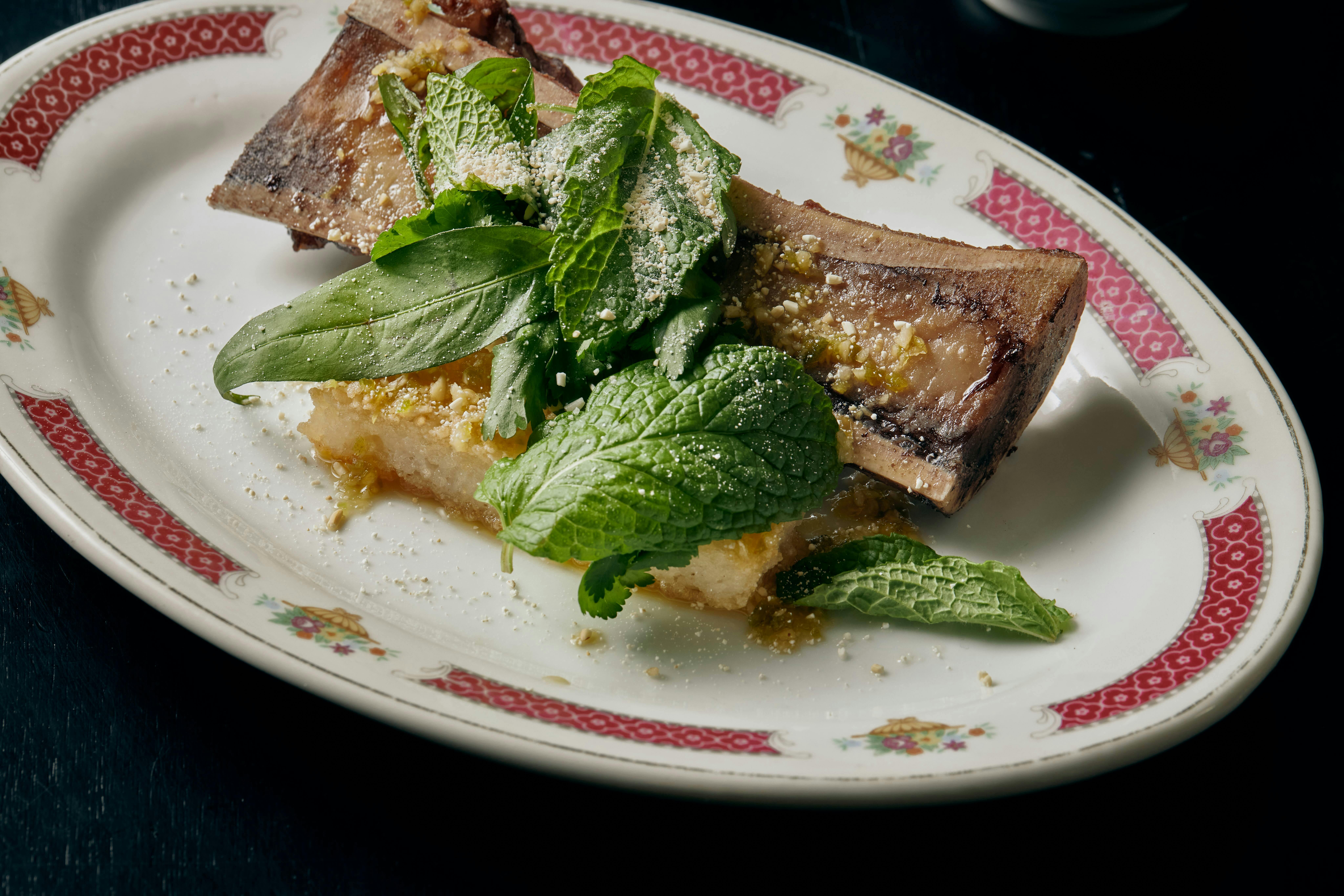 Roasted bone marrow with Thai herbs