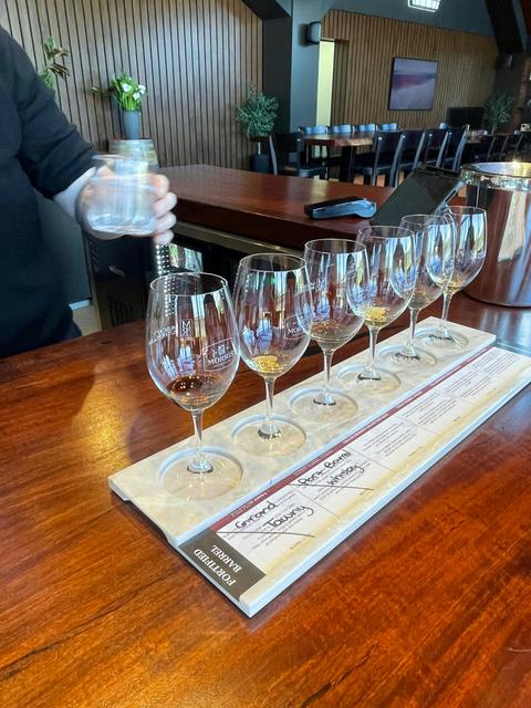 Sampling whisky and wines at Morris’s