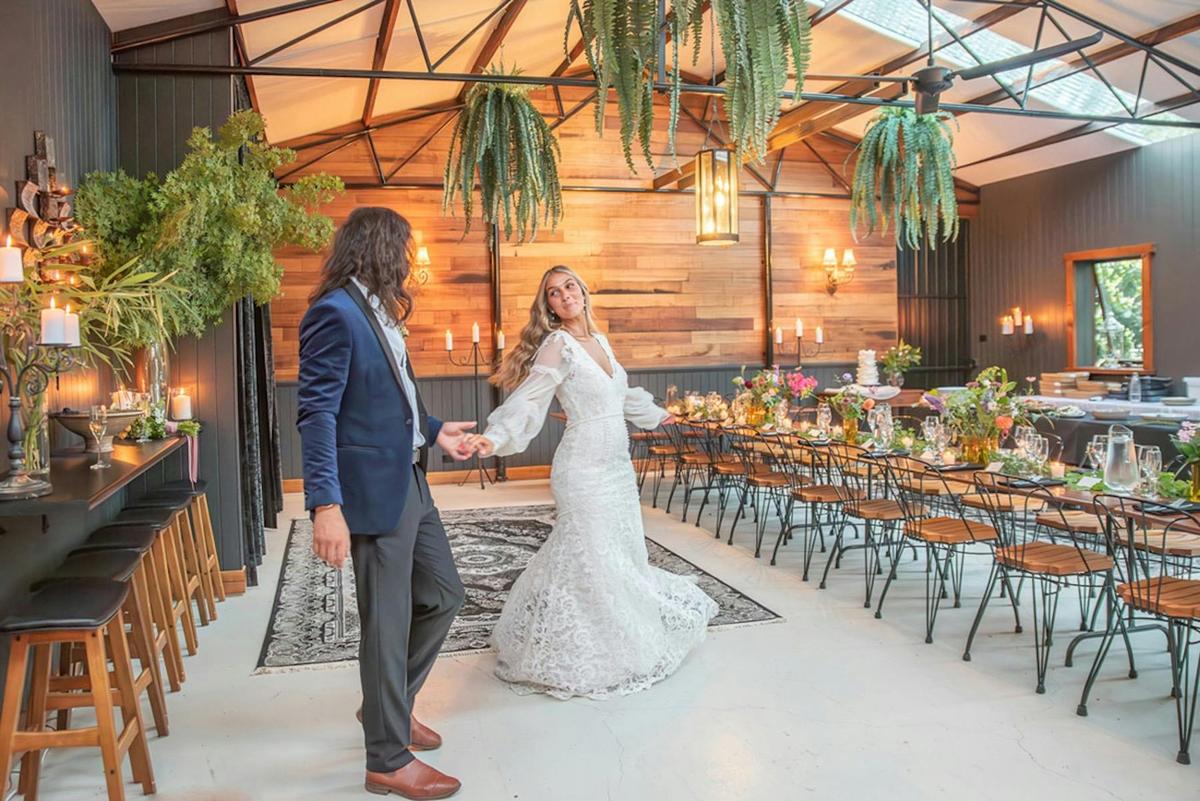 Micro Wedding couple dancing in Potter's Gallery