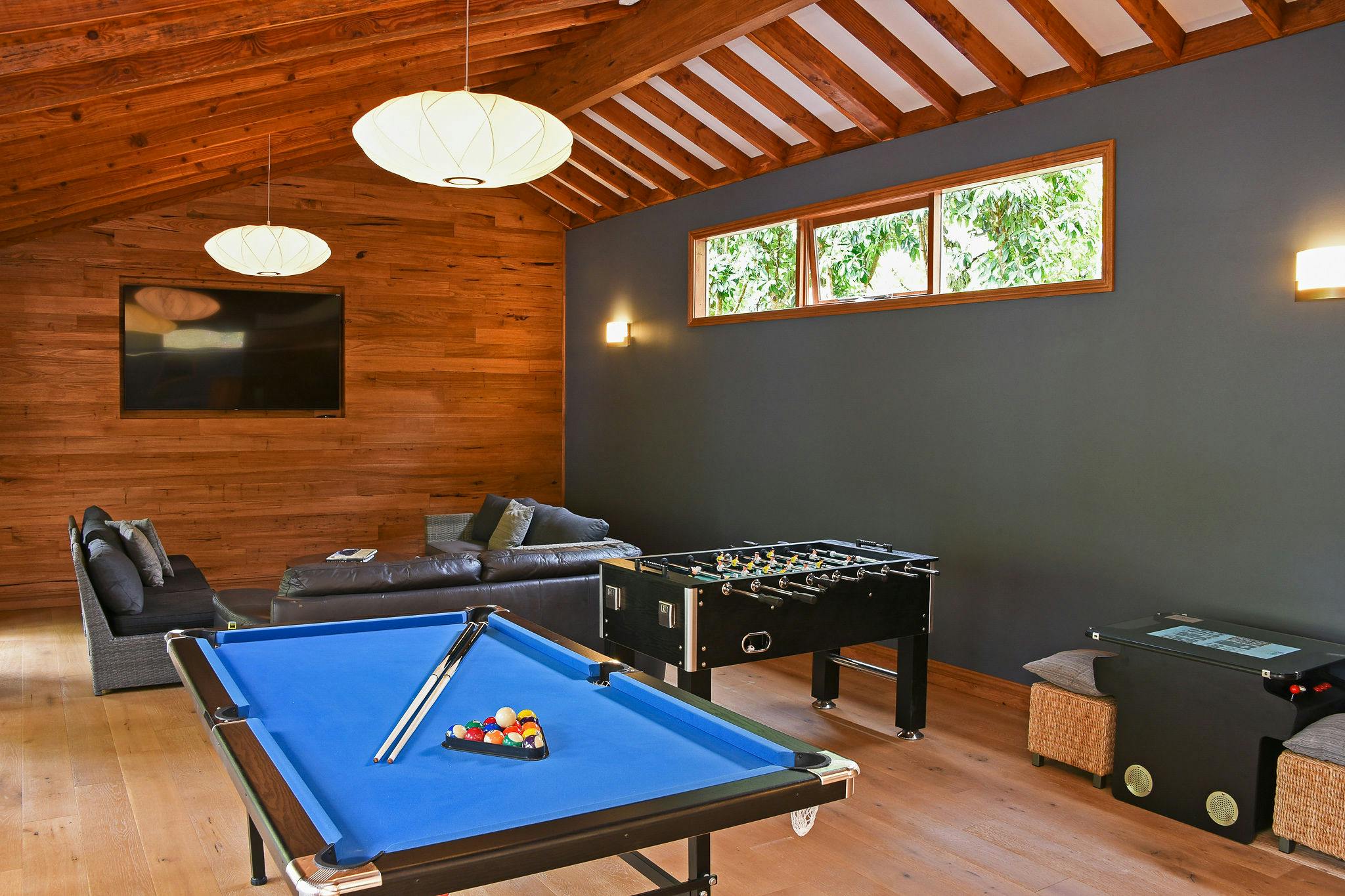 In The Valley Games room, pool table, foosball, arcade games, large TV