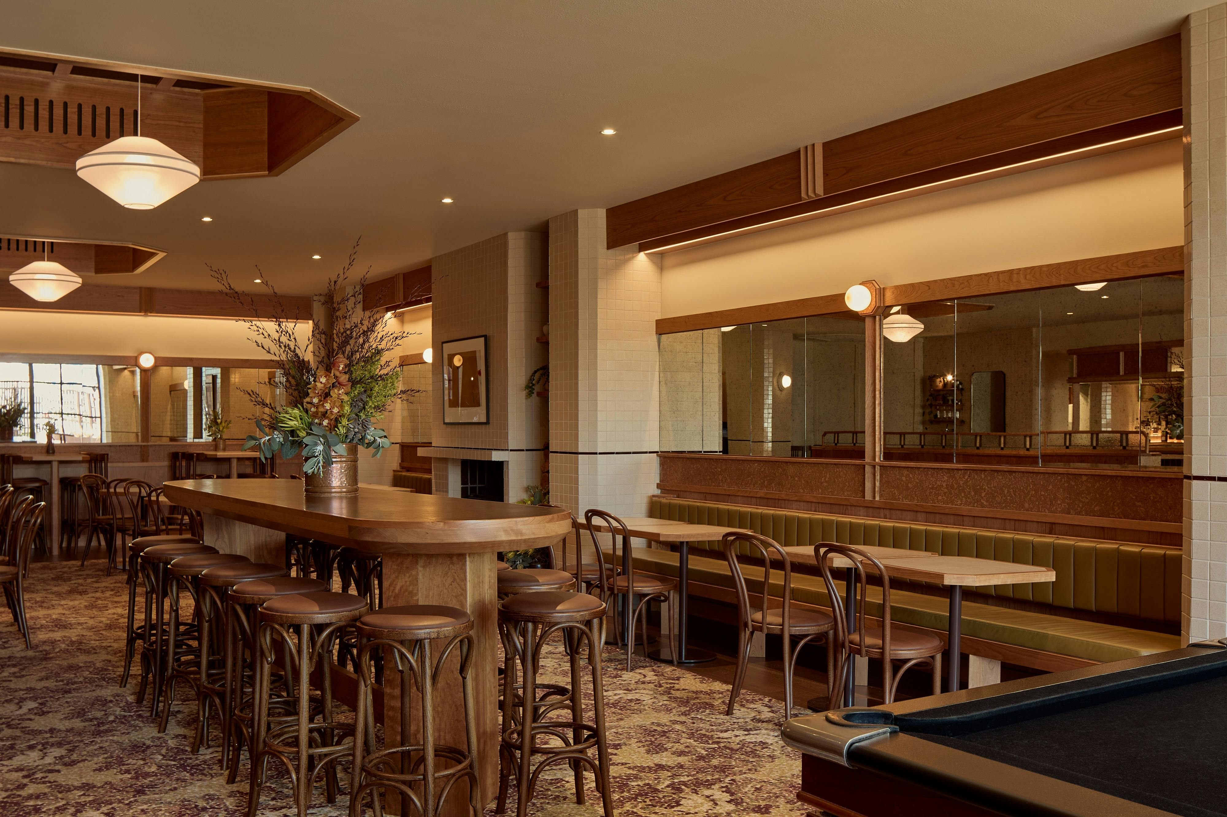 Spacious Bar with mix of high and low tables
