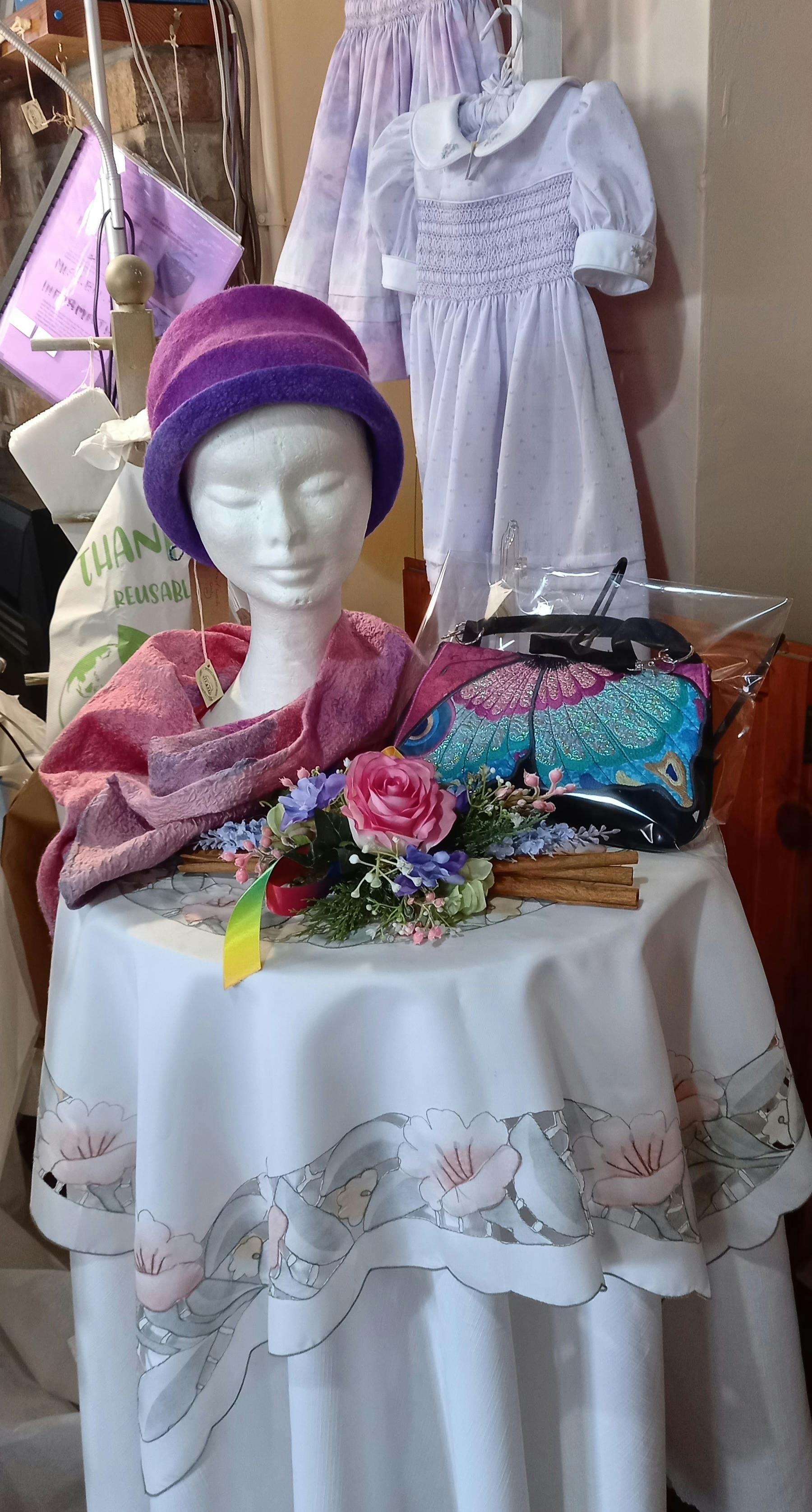 Lovely felt hat and scarfe.