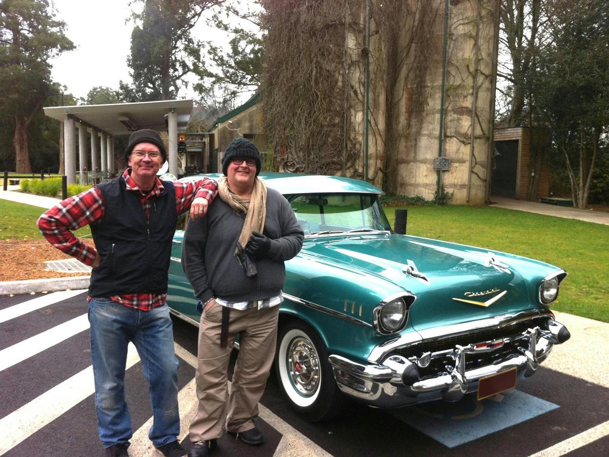 With Russell, a chef from Switzerland, at the Piggery Café, Burnham Beeches.