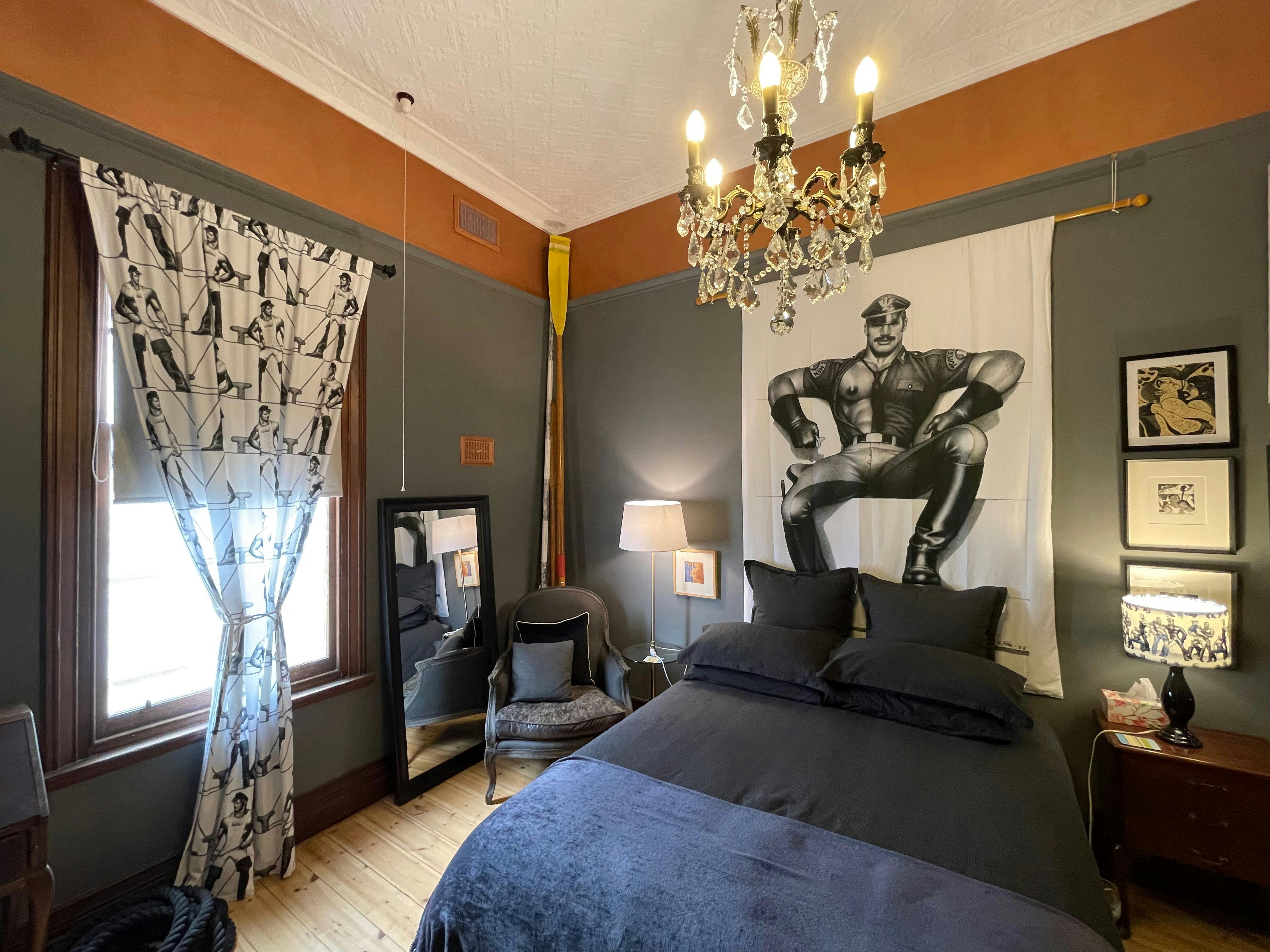 The Tom of Finland queen bedroom.