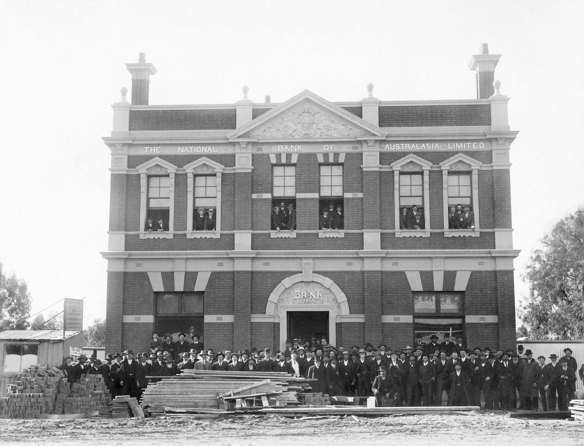 The official opening of the Dimboola National Bank of Australasia Limited in November 1909.