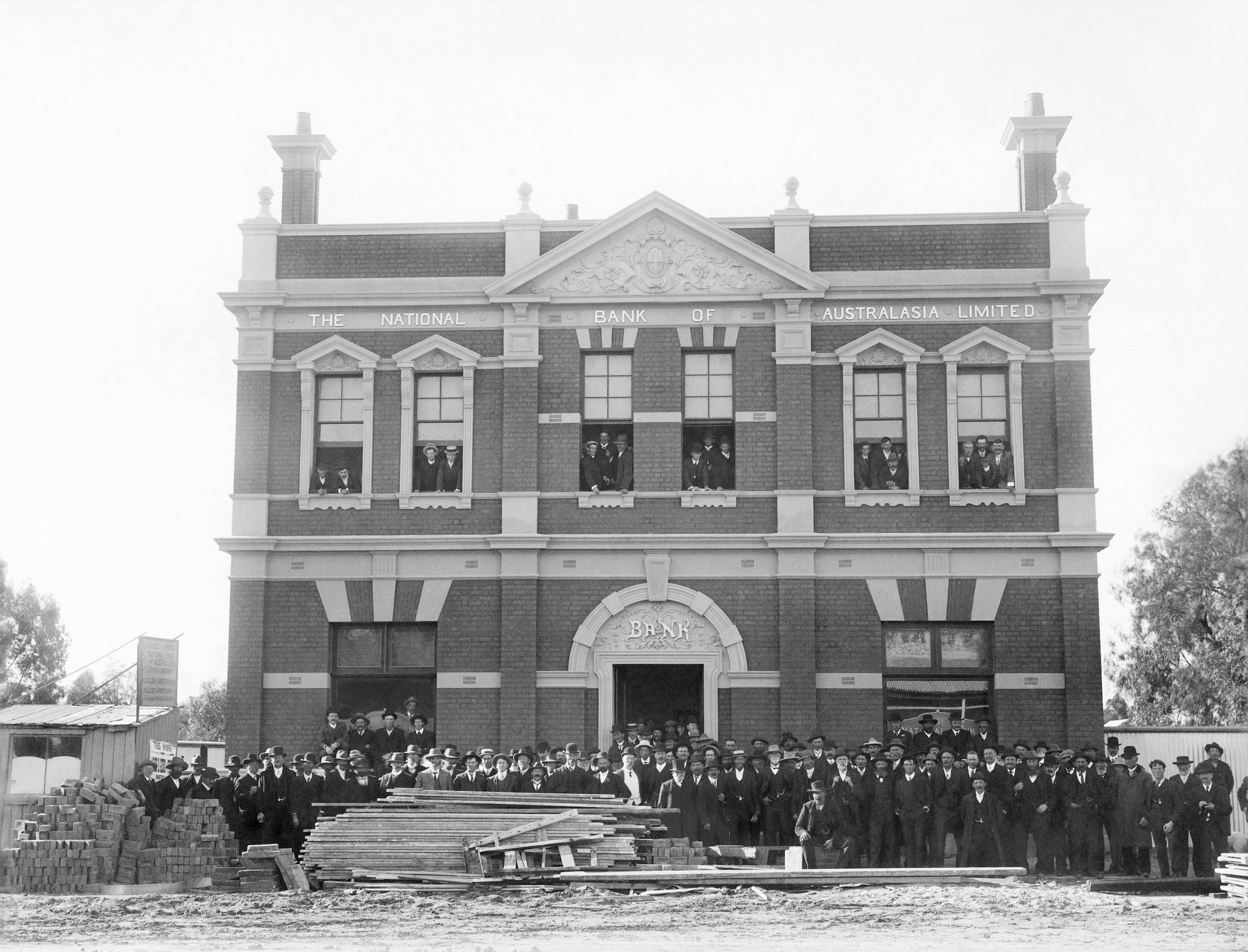 The official opening of the Dimboola National Bank of Australasia Limited in November 1909.
