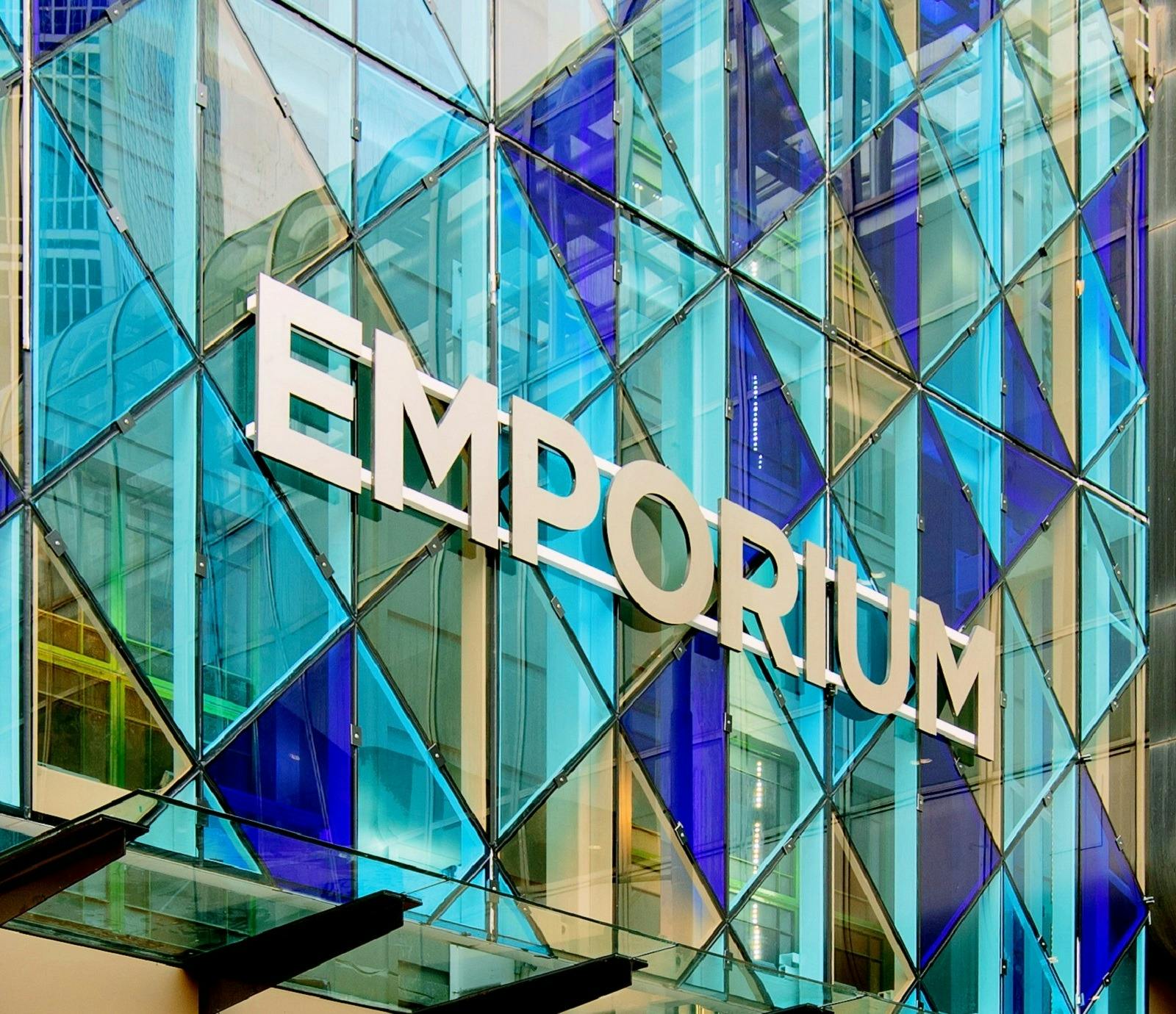 Emporium sign on the outside of the building