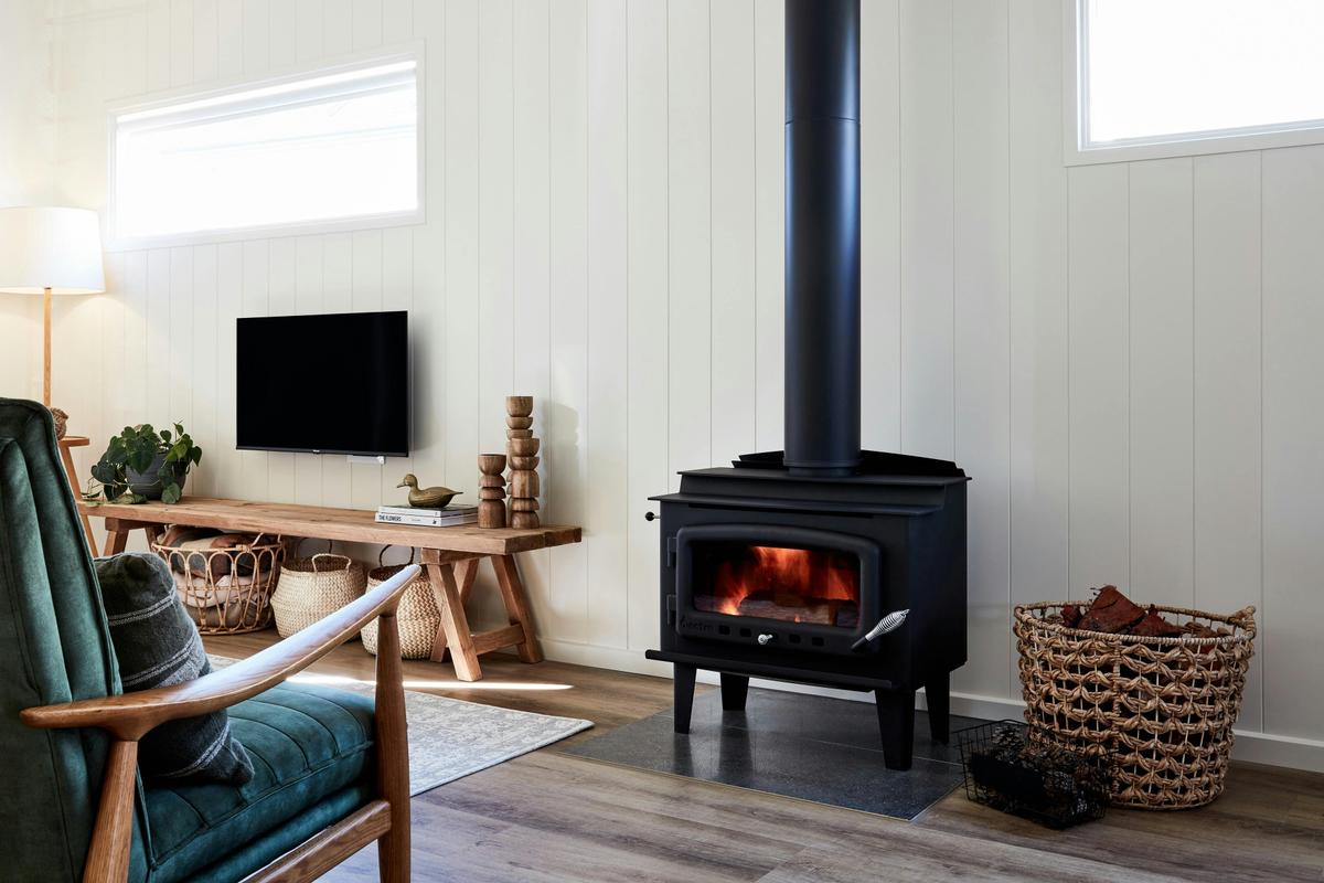 wood fireplace