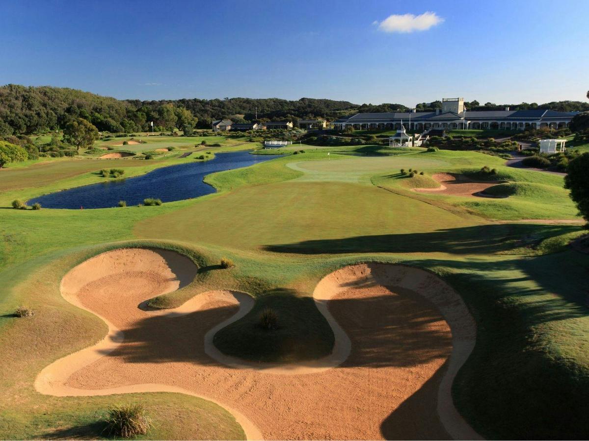 Golf course clubhouse & lake