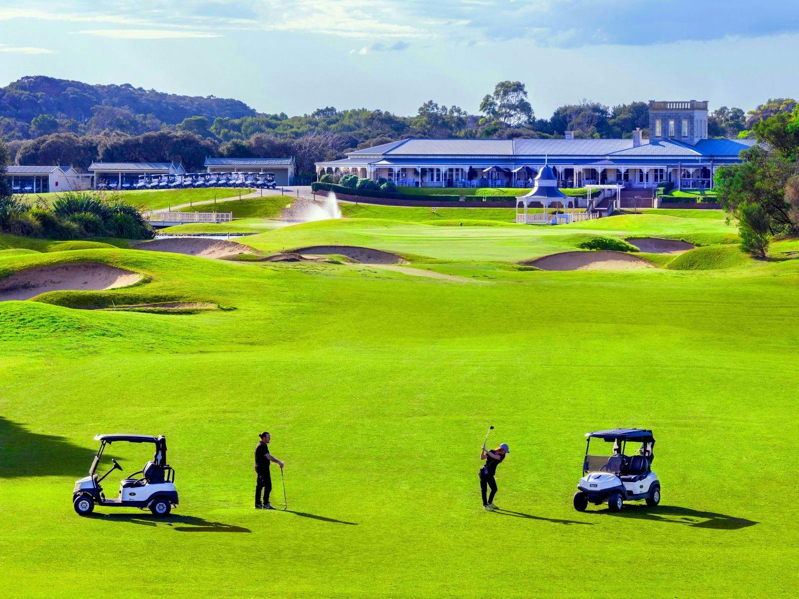 View from the 18th fairway towards the clubhouse