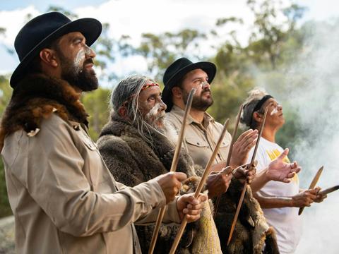 Djaara people doing a welcoming smoking ceremony