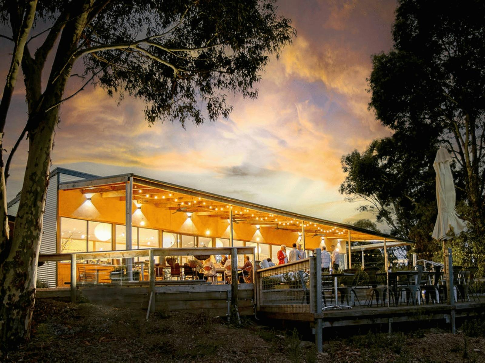 wide shot of Glenmaggie cellar door at night