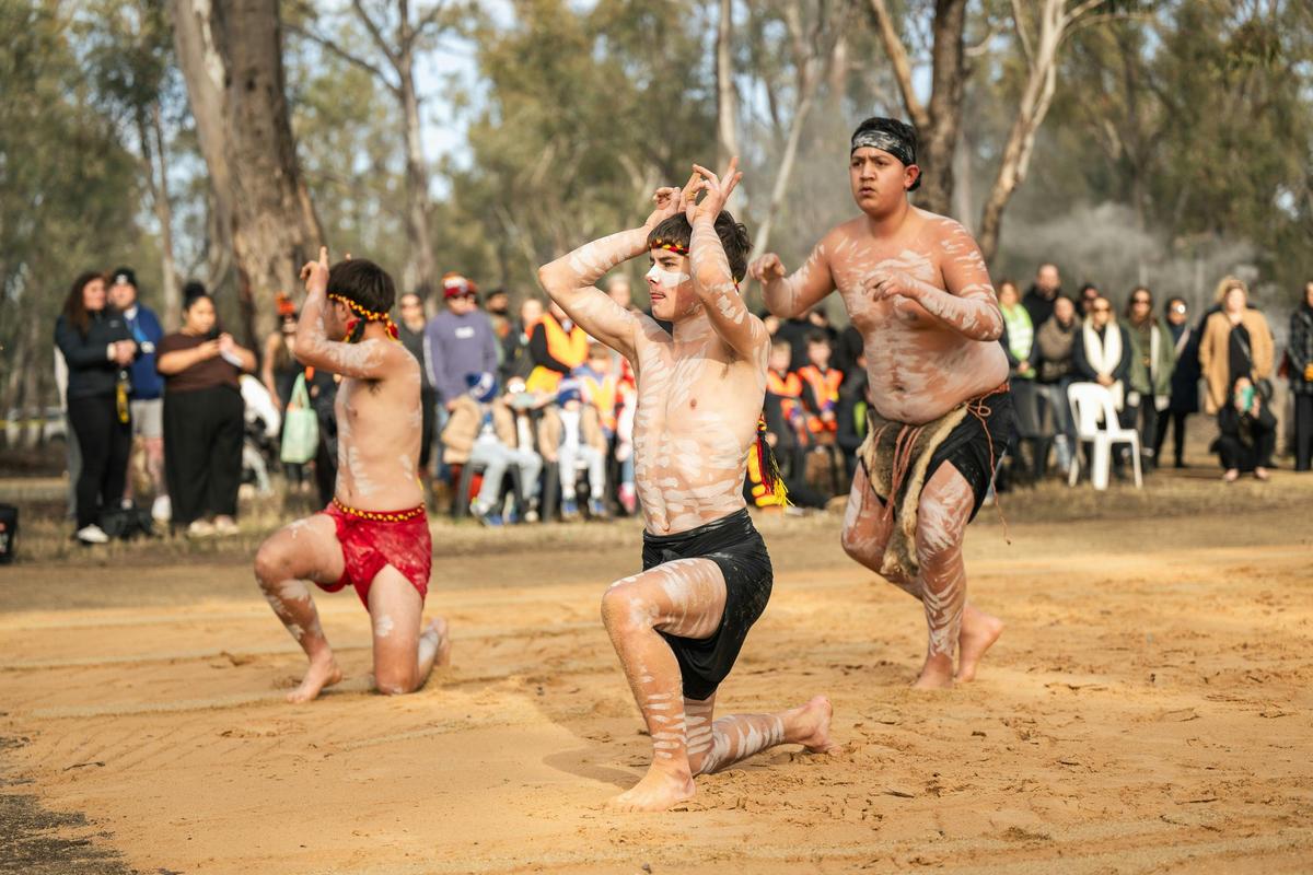Traditional Yorta Yorta dance performance during Dharnya Day celebrations.