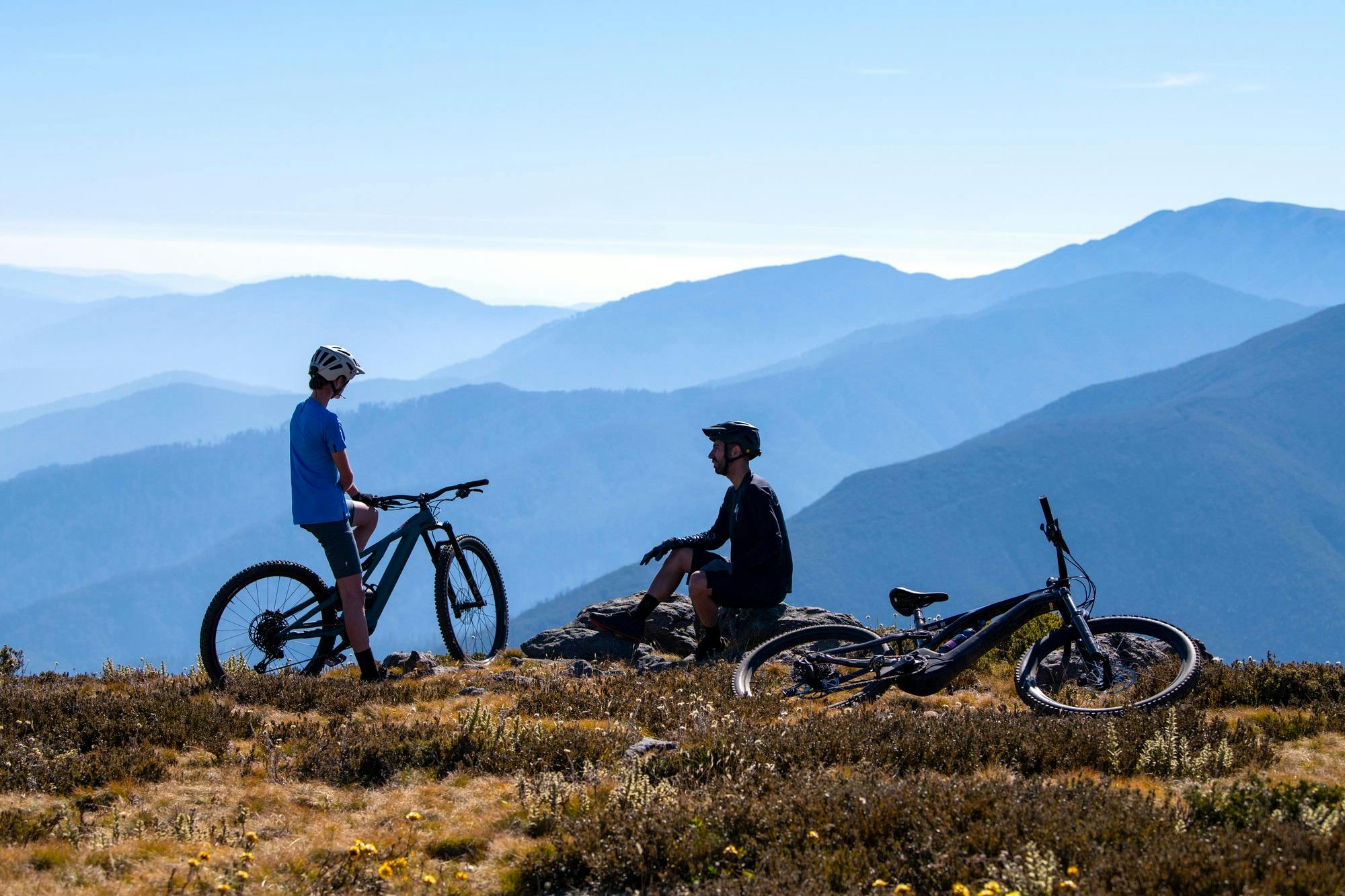 Cyclists at Falls Creek in the green season