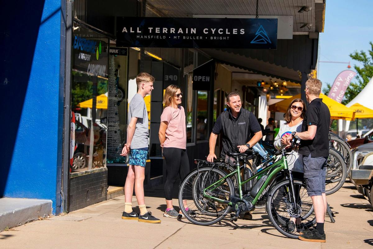 Guests receive a bike induction from Double Black Alpine and All Terrain Cycles, gearing up for an u