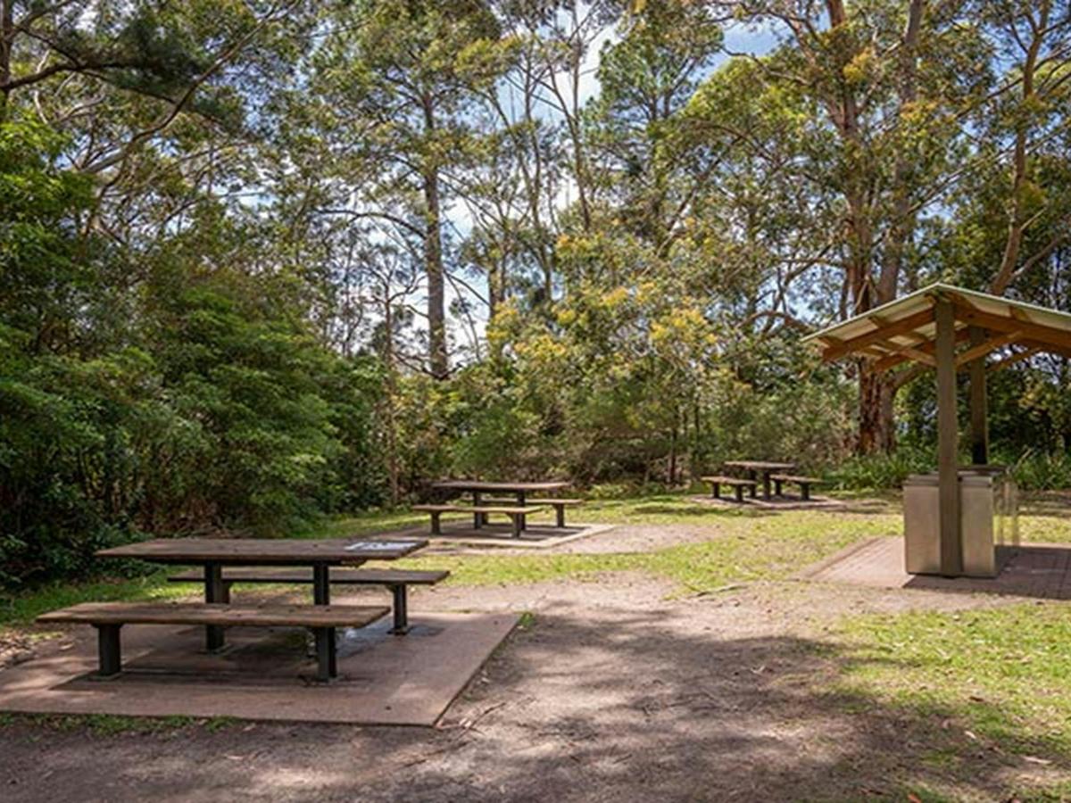 Barbecue facilities and picnic tables at Greenfield Beach, Jervis Bay National Park. Photo credit: