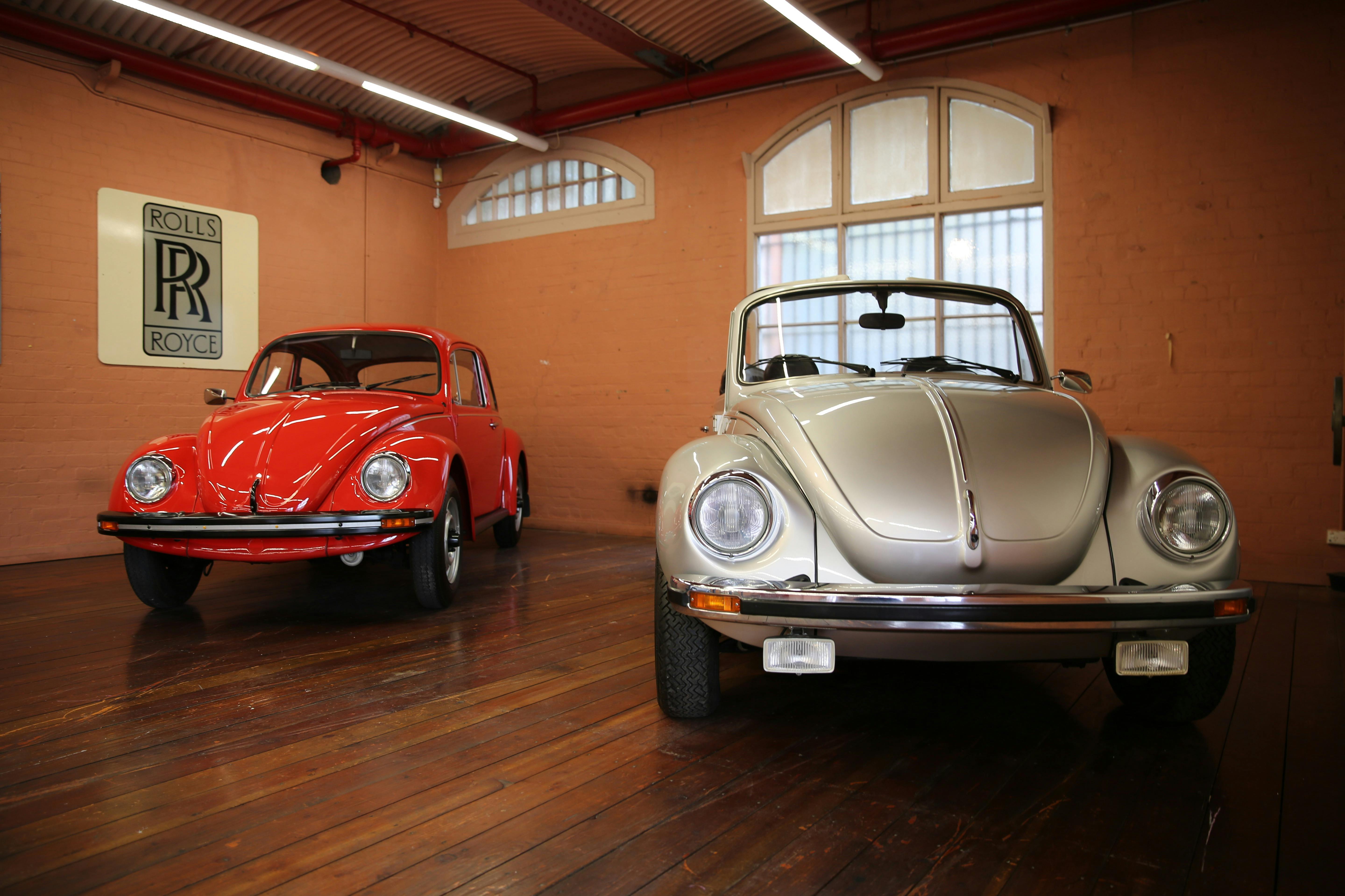 Two Beetle cars