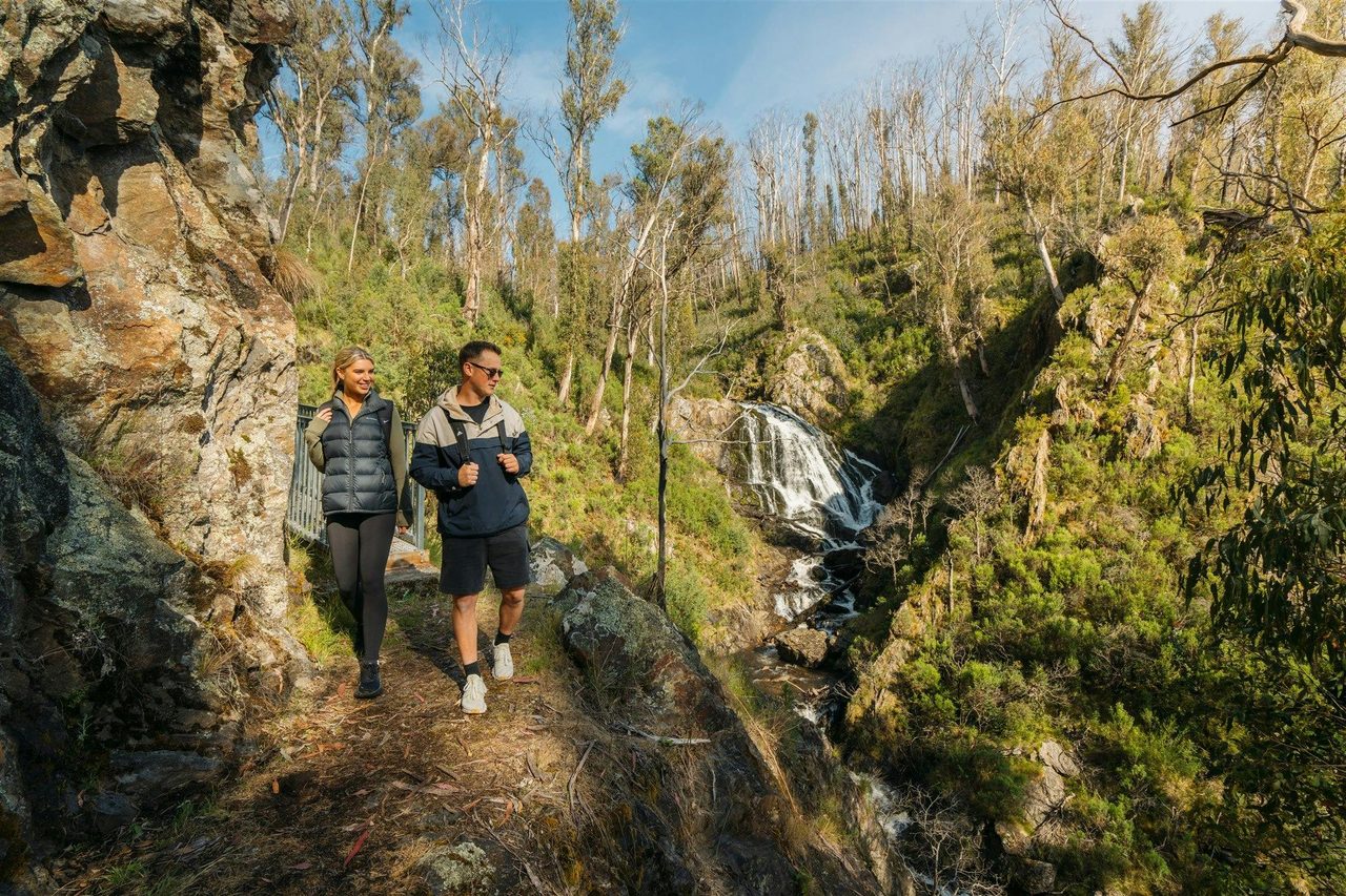 Walking beside Buddong Falls on the Hume and Hovell Track