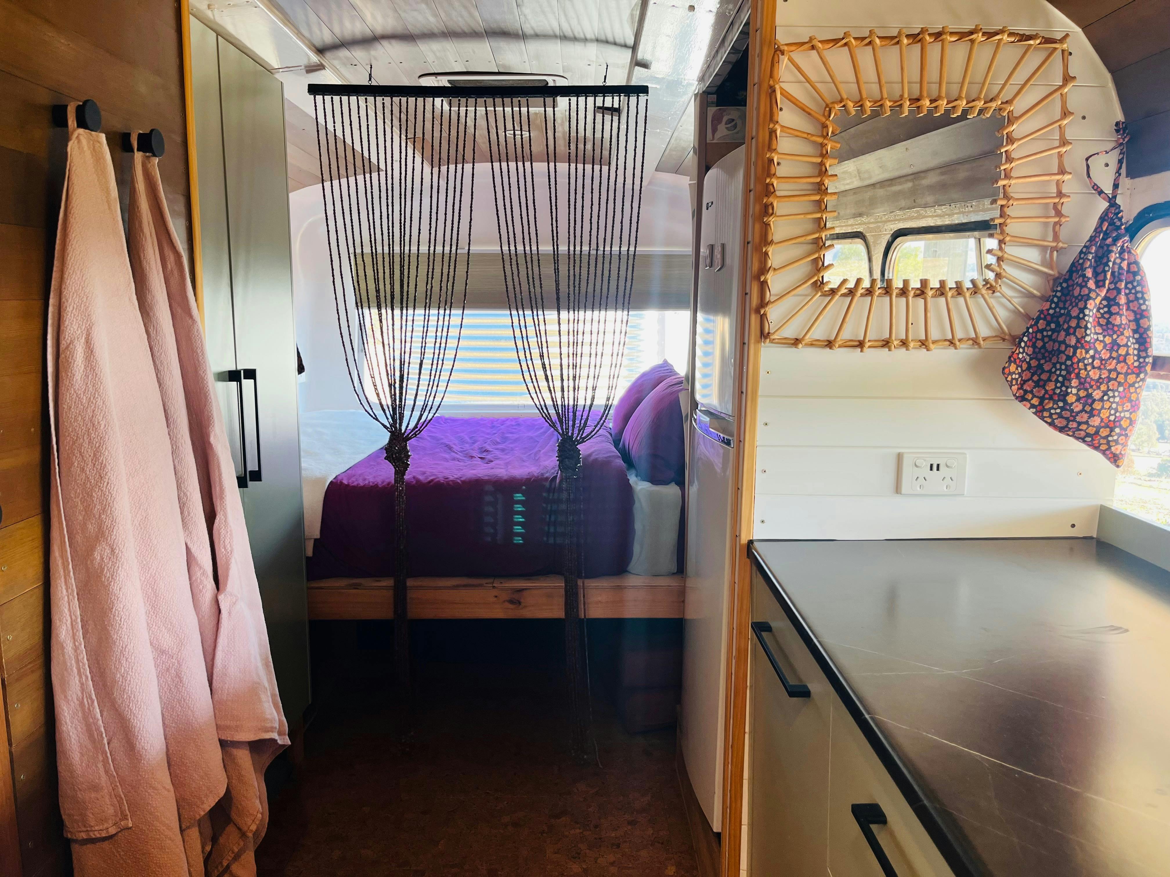 King  size bed, organic linen & wool blankets for cozy winter stays. European linen bath sheets