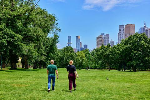 Fitzroy Gardens Heritage Tour - walking with city view