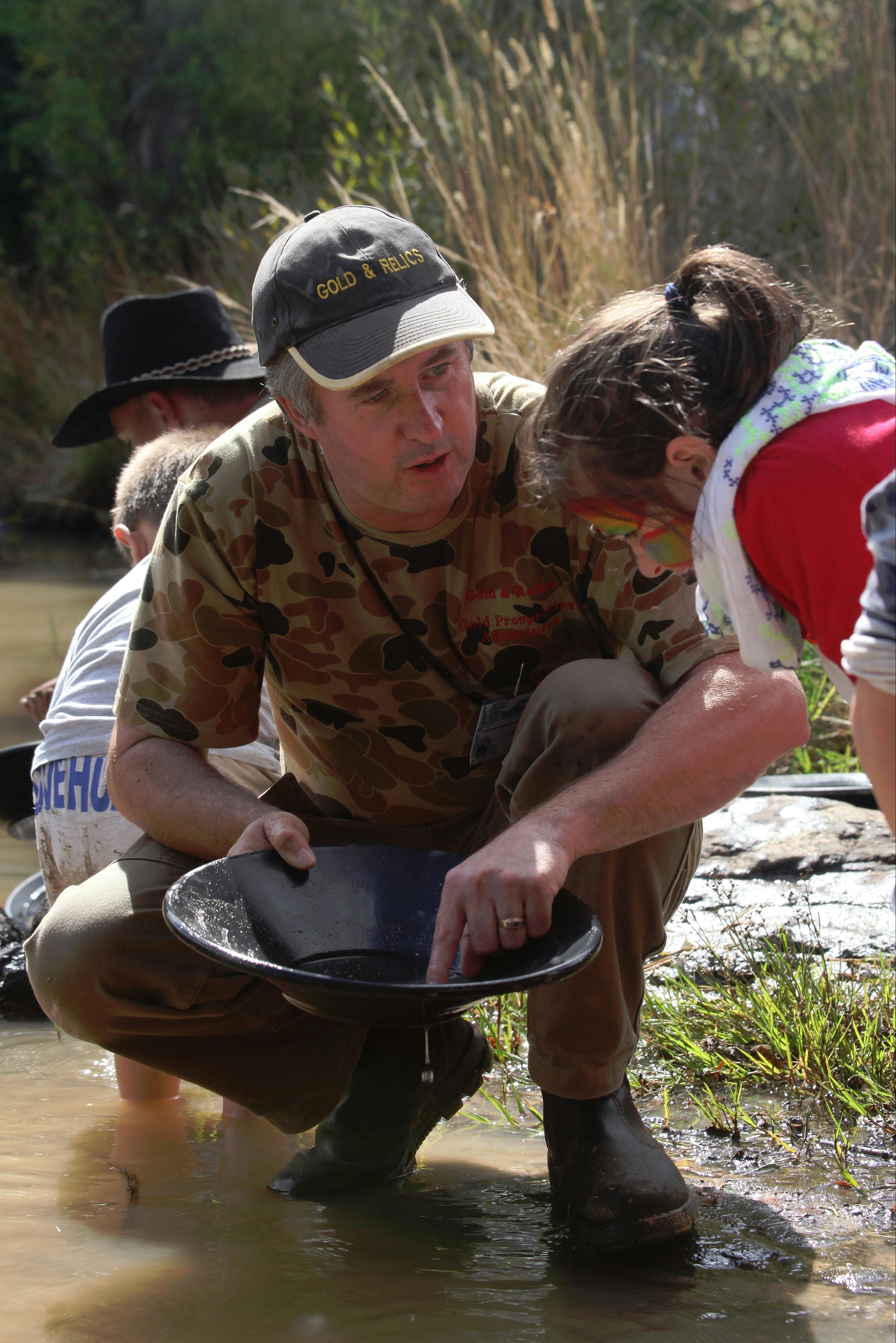 Gold panning at a Gold & Relics Gold Prospecting event