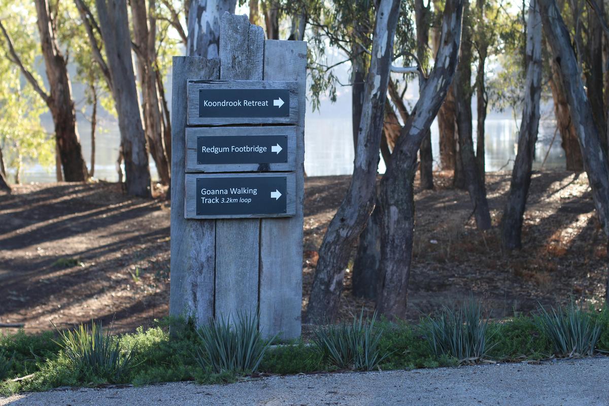 Goanna Walking Track sign on Koondrook Riverfront