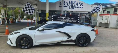 Corvette parked at petrol station