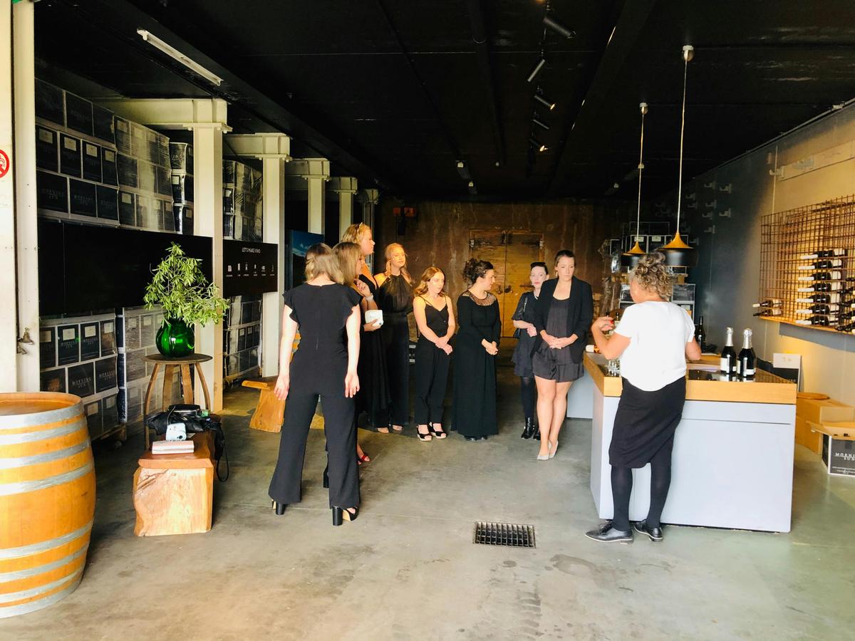 In The Cellar for Wine Tasting at Morning Sun Vineyard