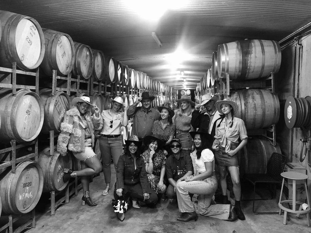 In the barrel hall on Pick of the Bunch Tour