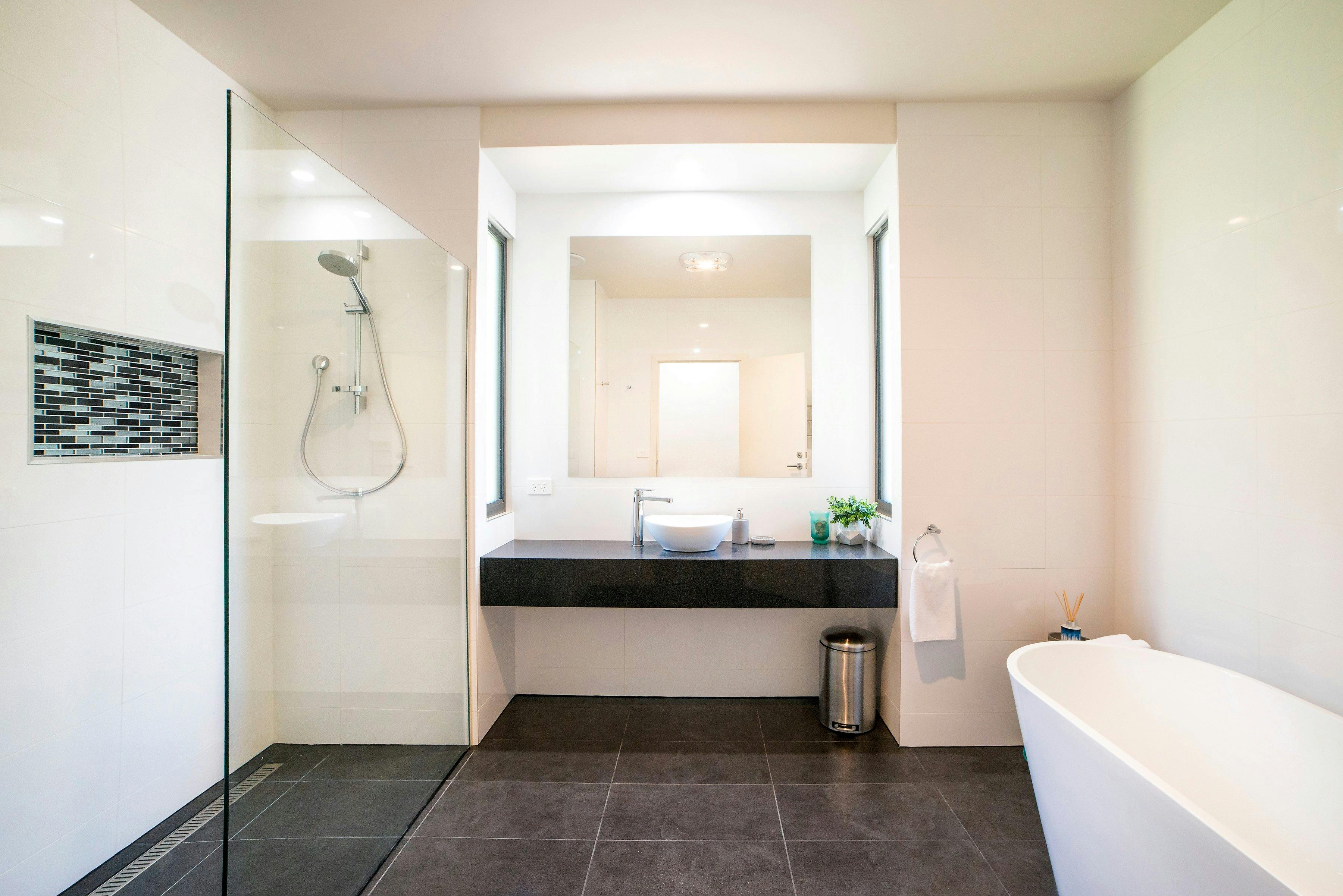 Bathroom featuring freestanding bath